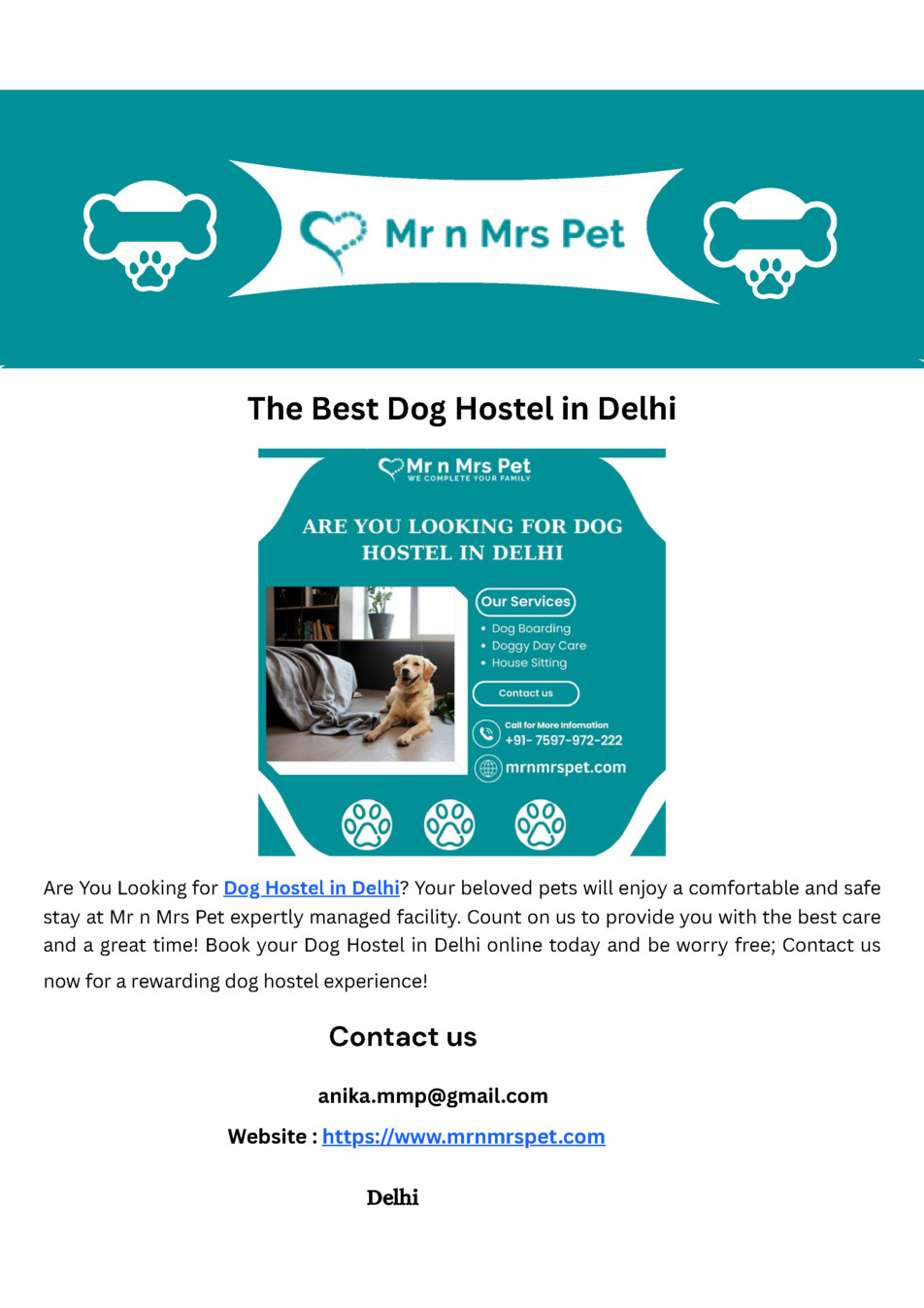 Best Dog Hostel in Delhi