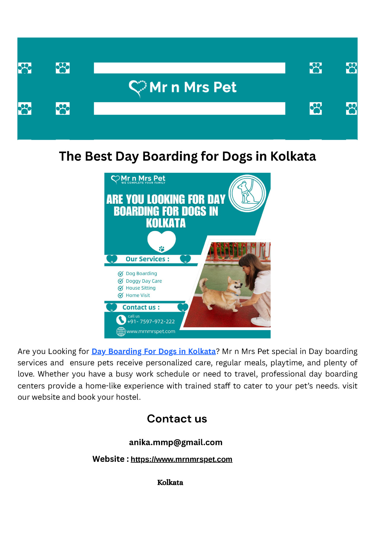 The Best Day Boarding for Dogs in Kolkata