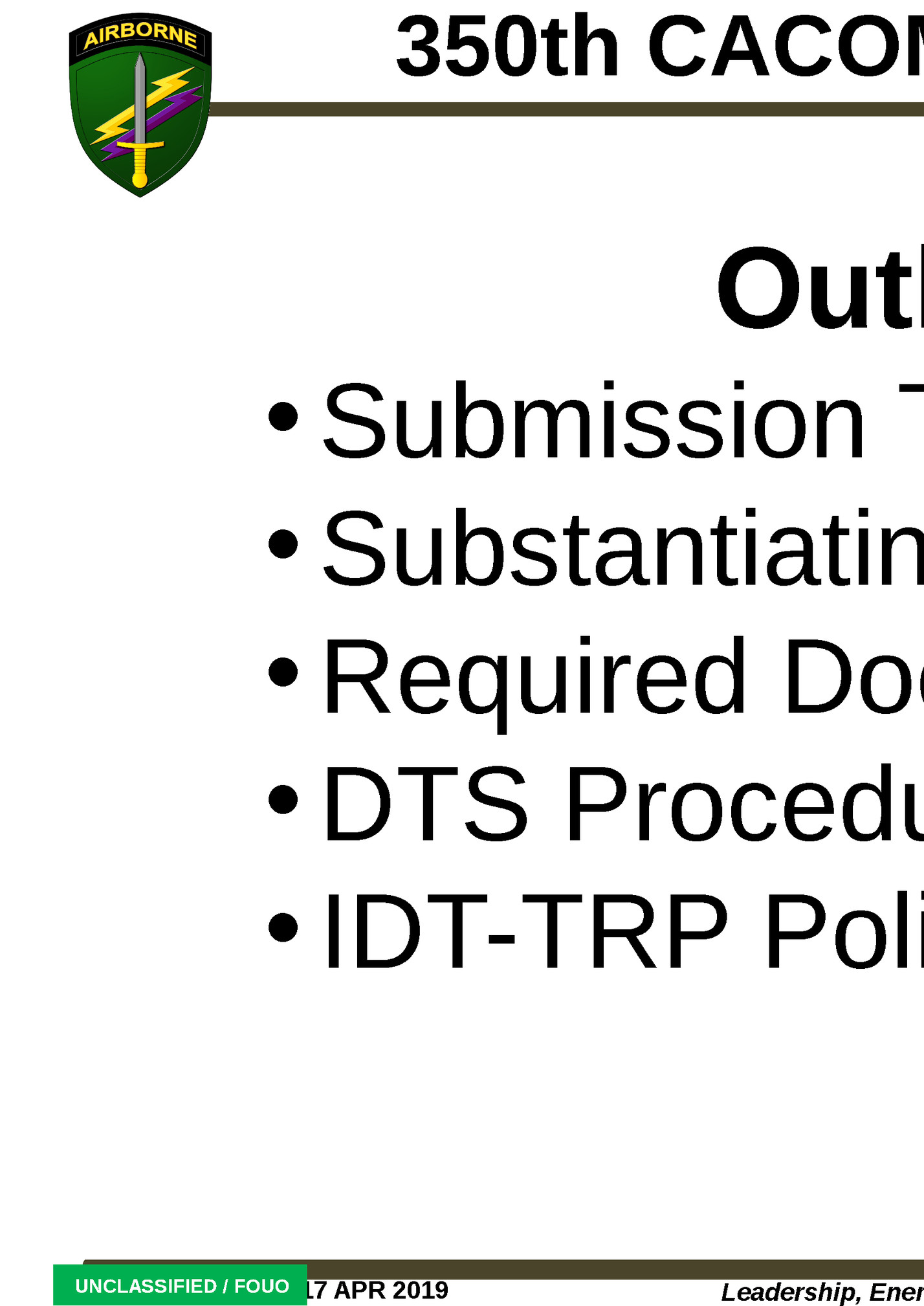350th CACOM IDT-TRP
