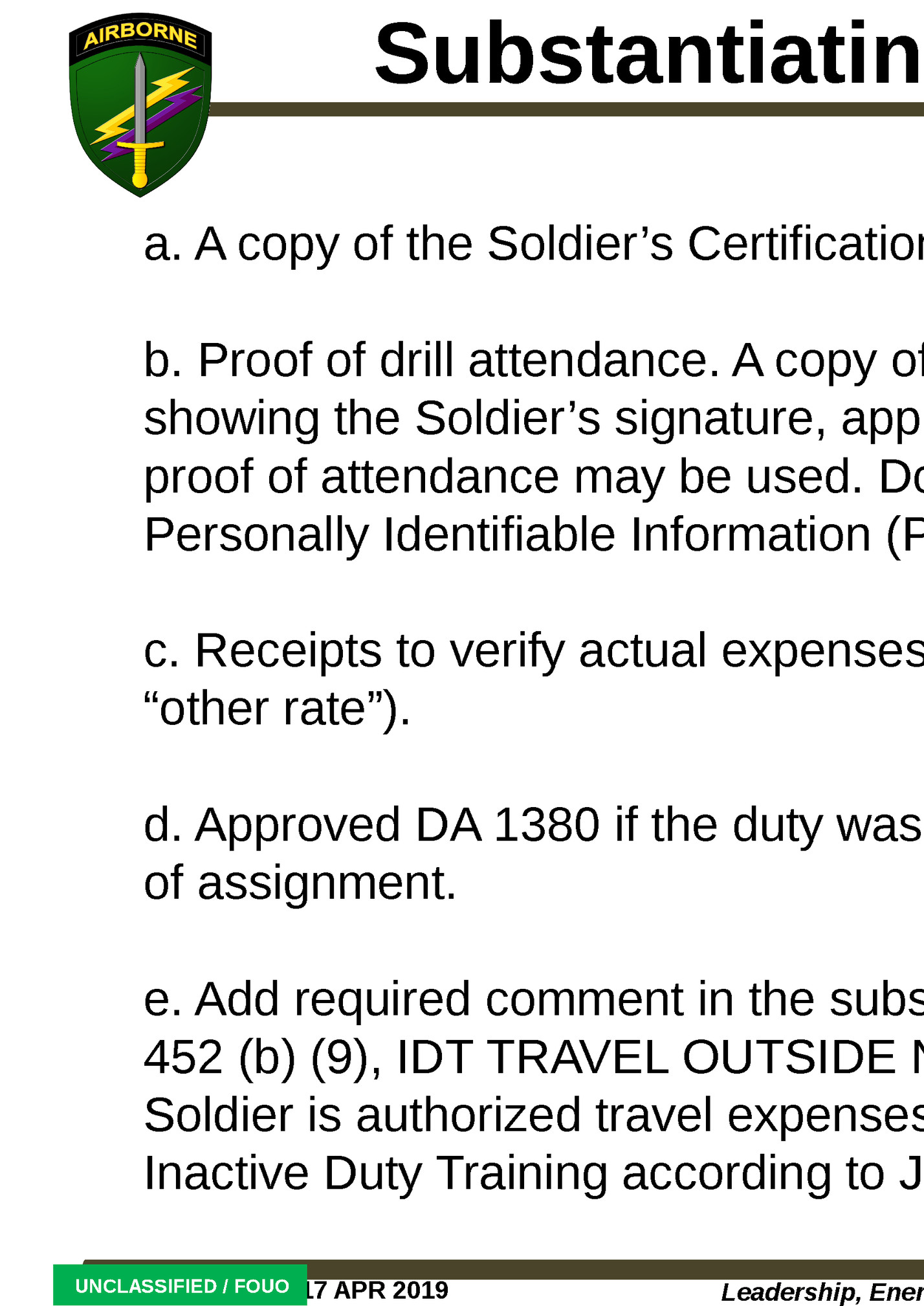 Substantiating Documents
