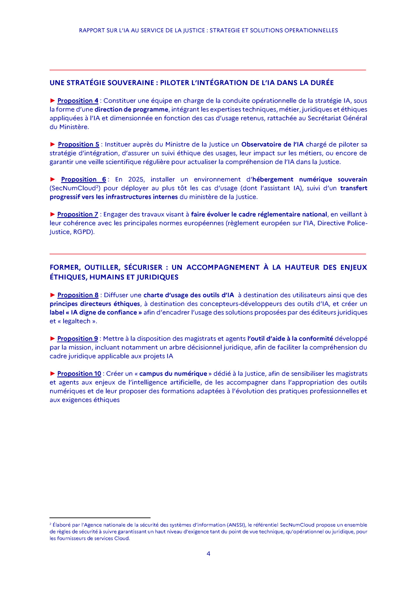 RAPPORT SUR L’IA AU SERVICE DE LA JUSTICE : STRATEGIE ET SOLUTIONS OPERATIONNELLES