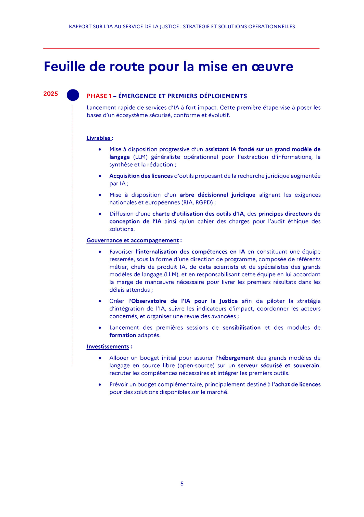 RAPPORT SUR L’IA AU SERVICE DE LA JUSTICE : STRATEGIE ET SOLUTIONS OPERATIONNELLES