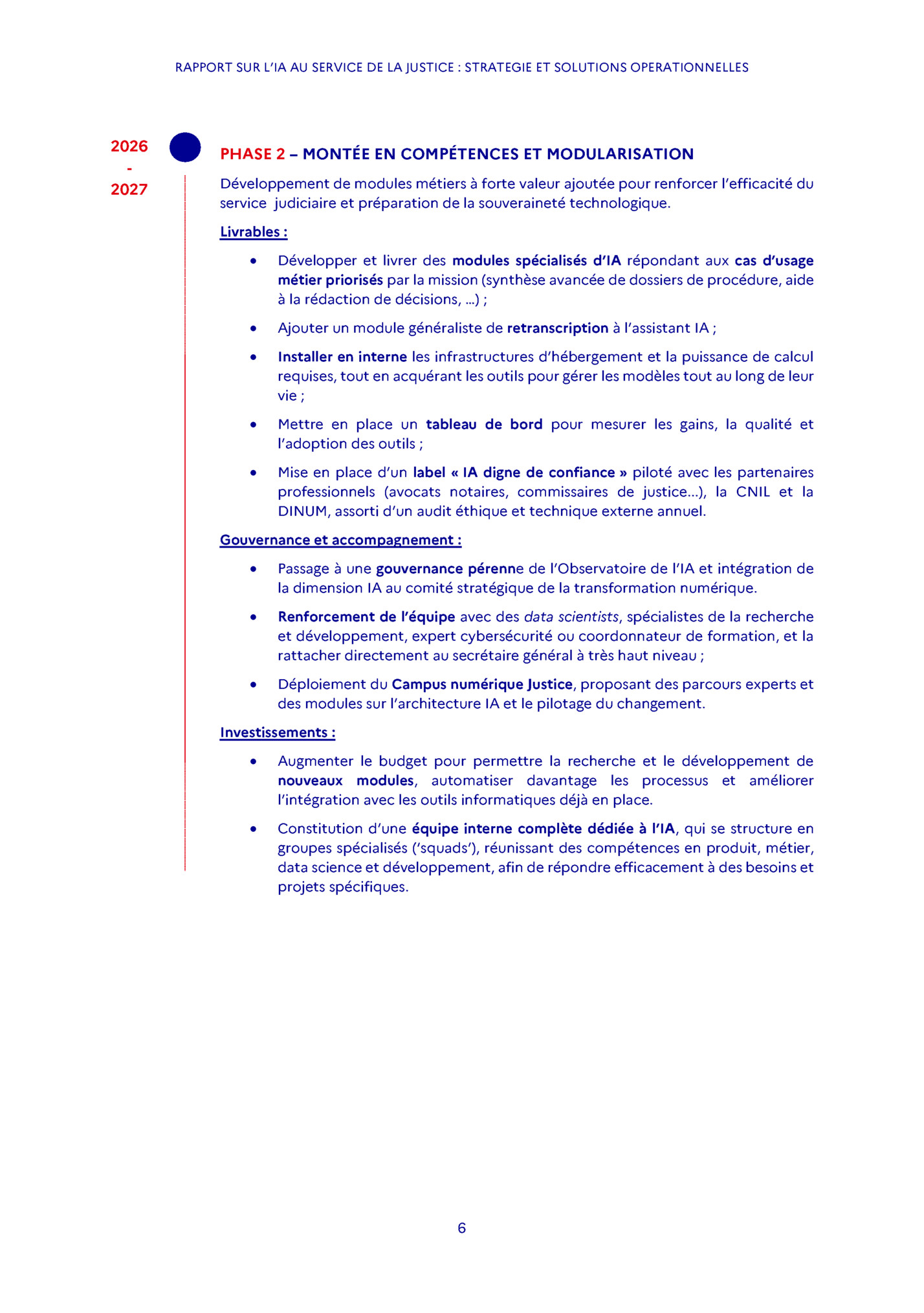 RAPPORT SUR L’IA AU SERVICE DE LA JUSTICE : STRATEGIE ET SOLUTIONS OPERATIONNELLES
