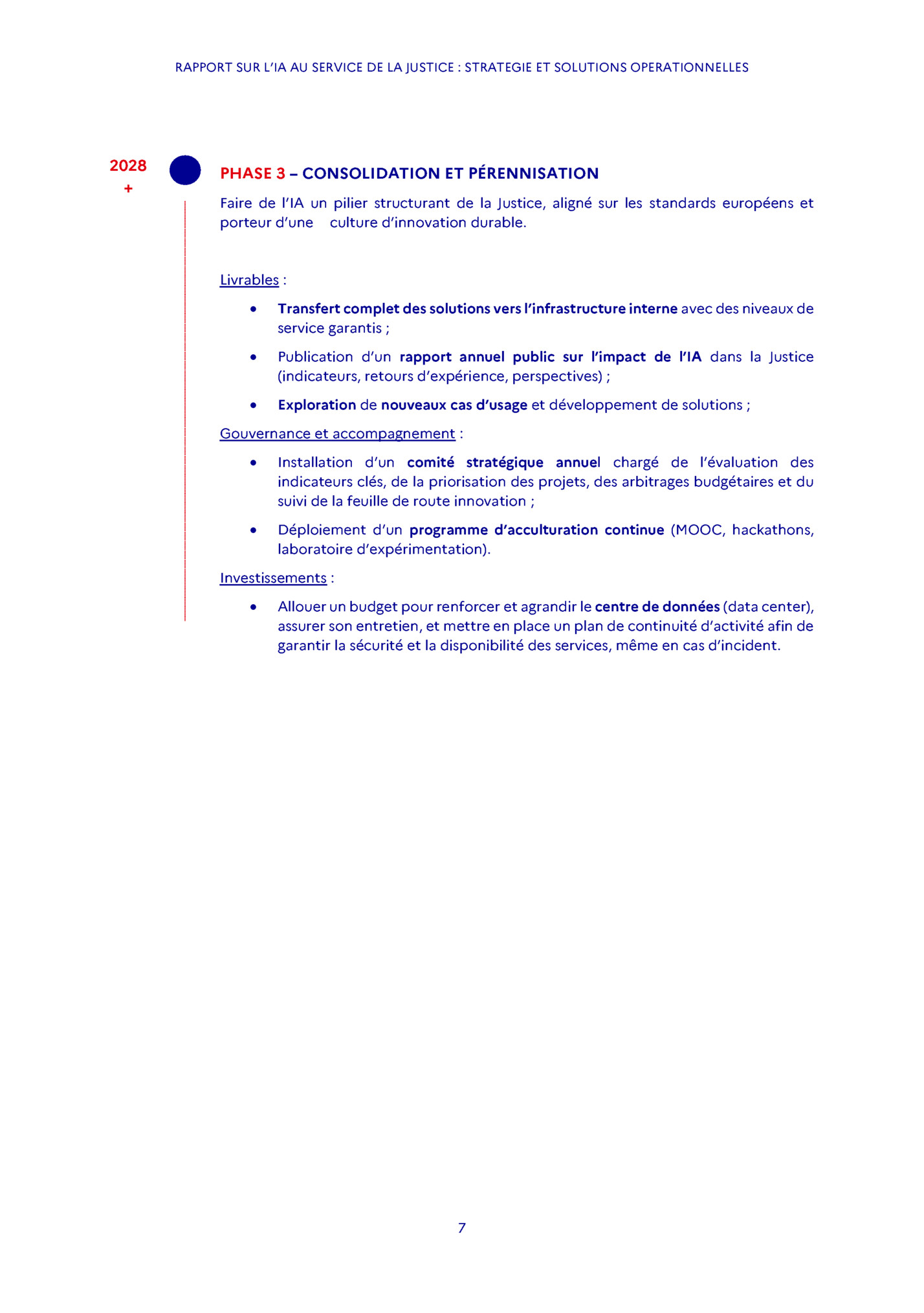 RAPPORT SUR L’IA AU SERVICE DE LA JUSTICE : STRATEGIE ET SOLUTIONS OPERATIONNELLES