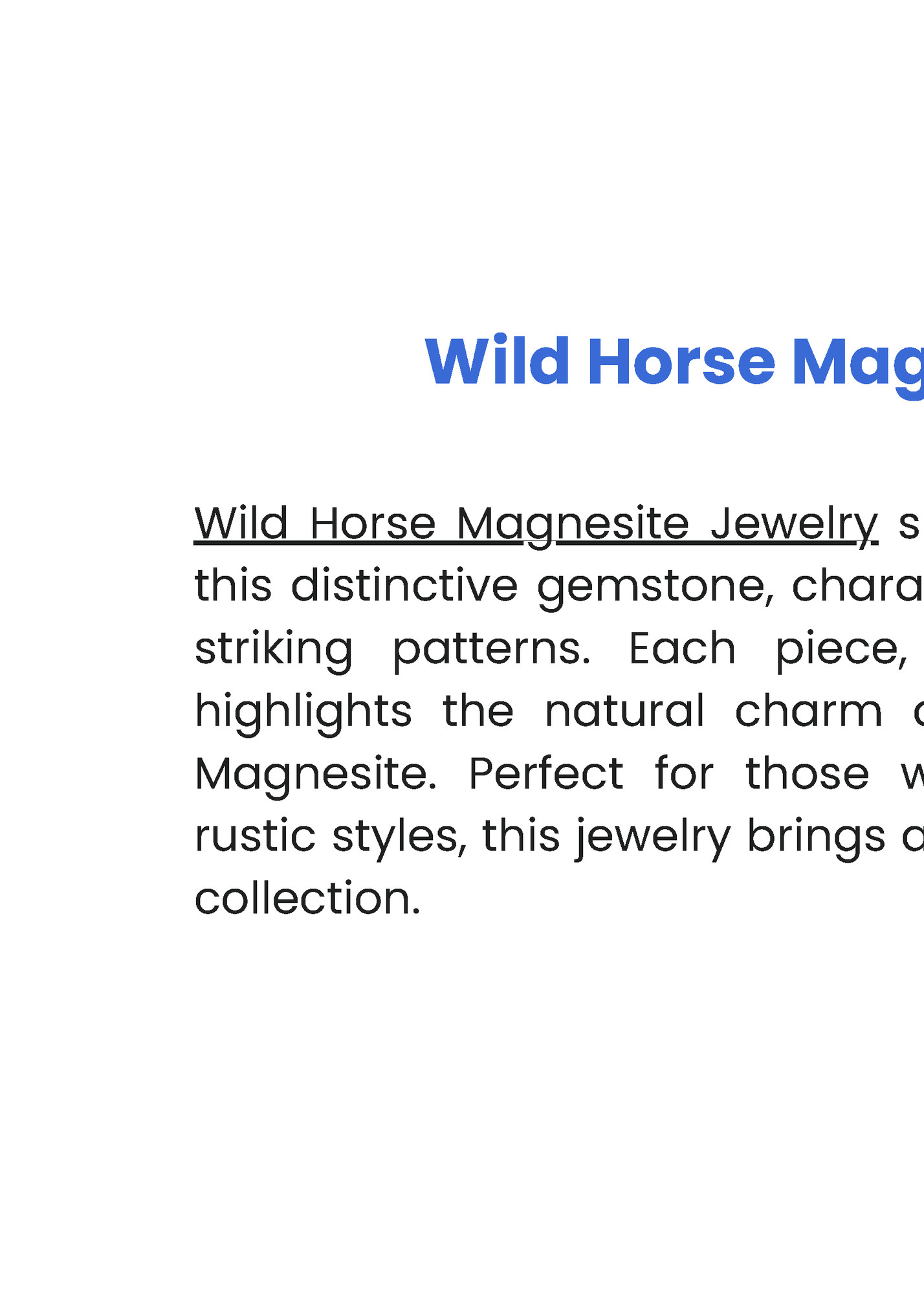 Wild Horse Magnesite Jewelry