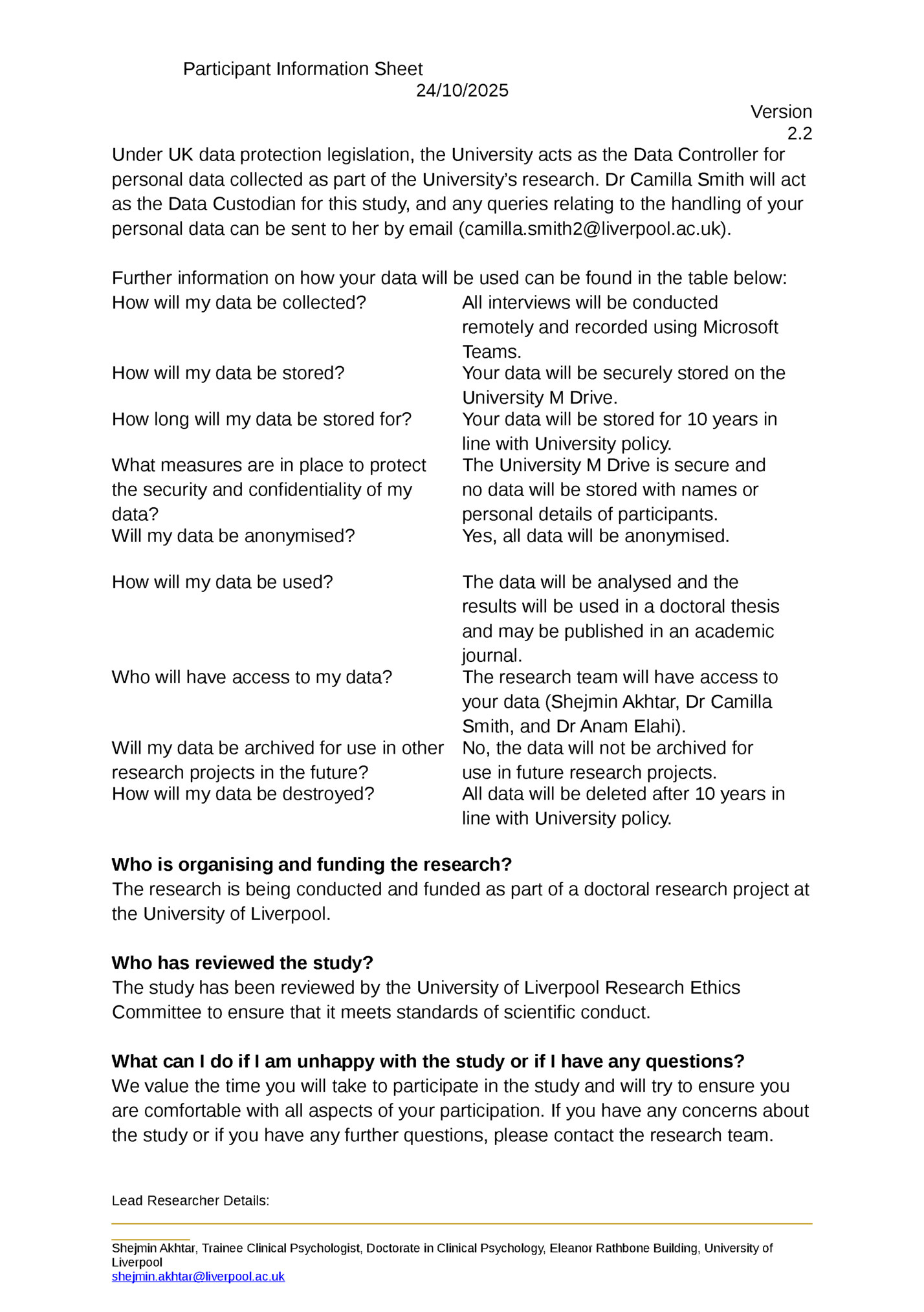 Participant Information Sheet