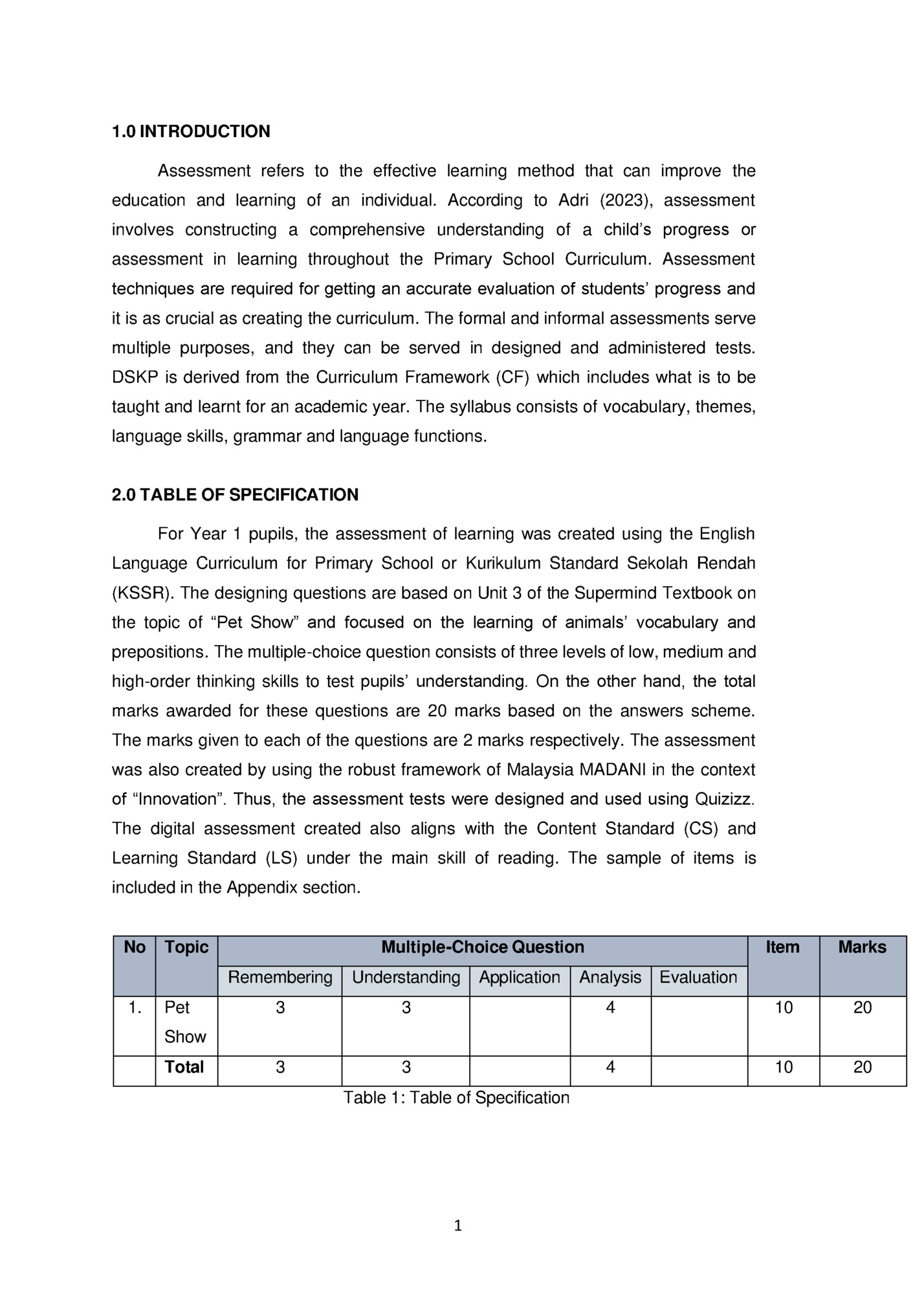 1.0 INTRODUCTION 1.0 INTRODUCTION