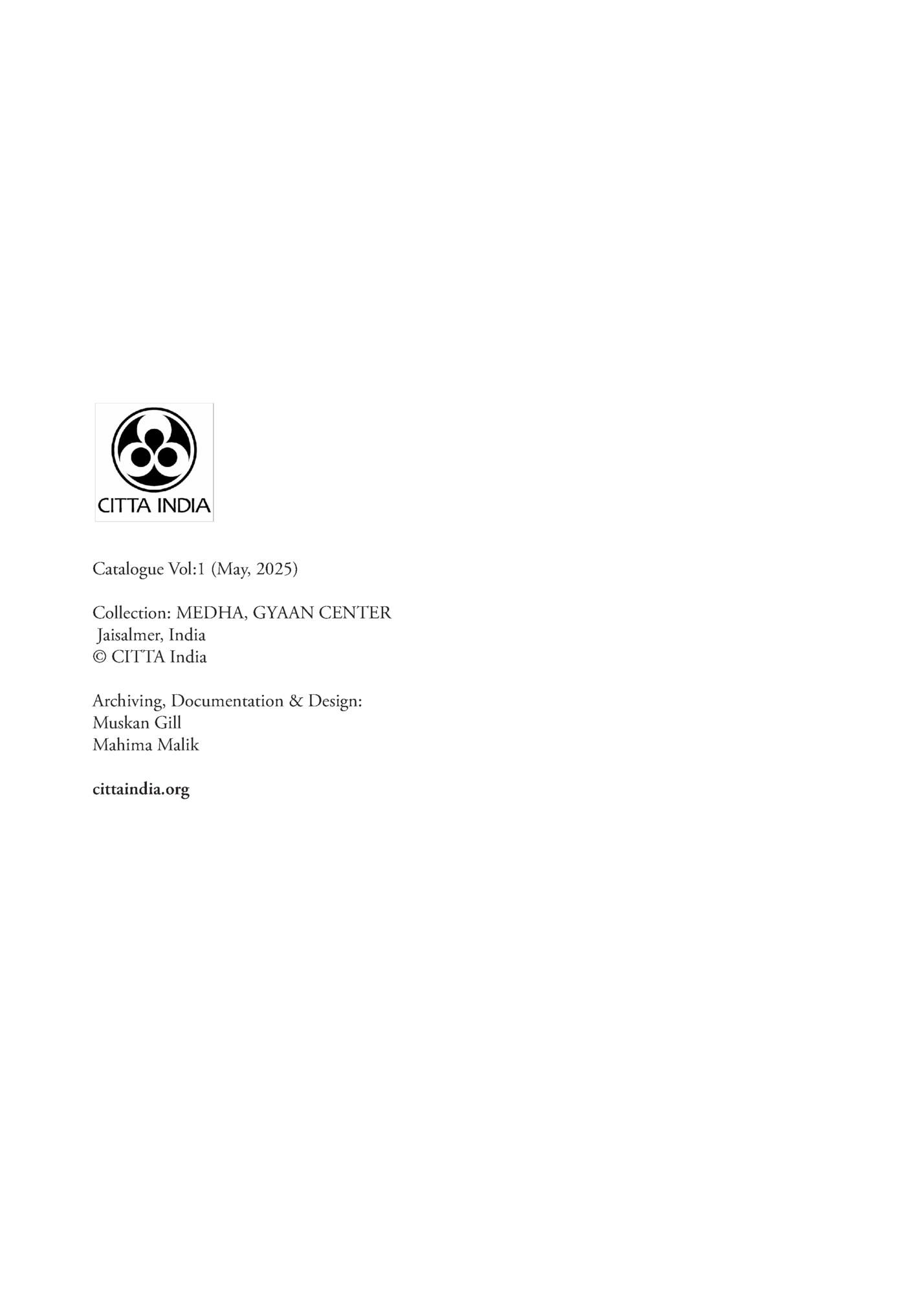 Catalogue Vol:1 (May, 2025)
