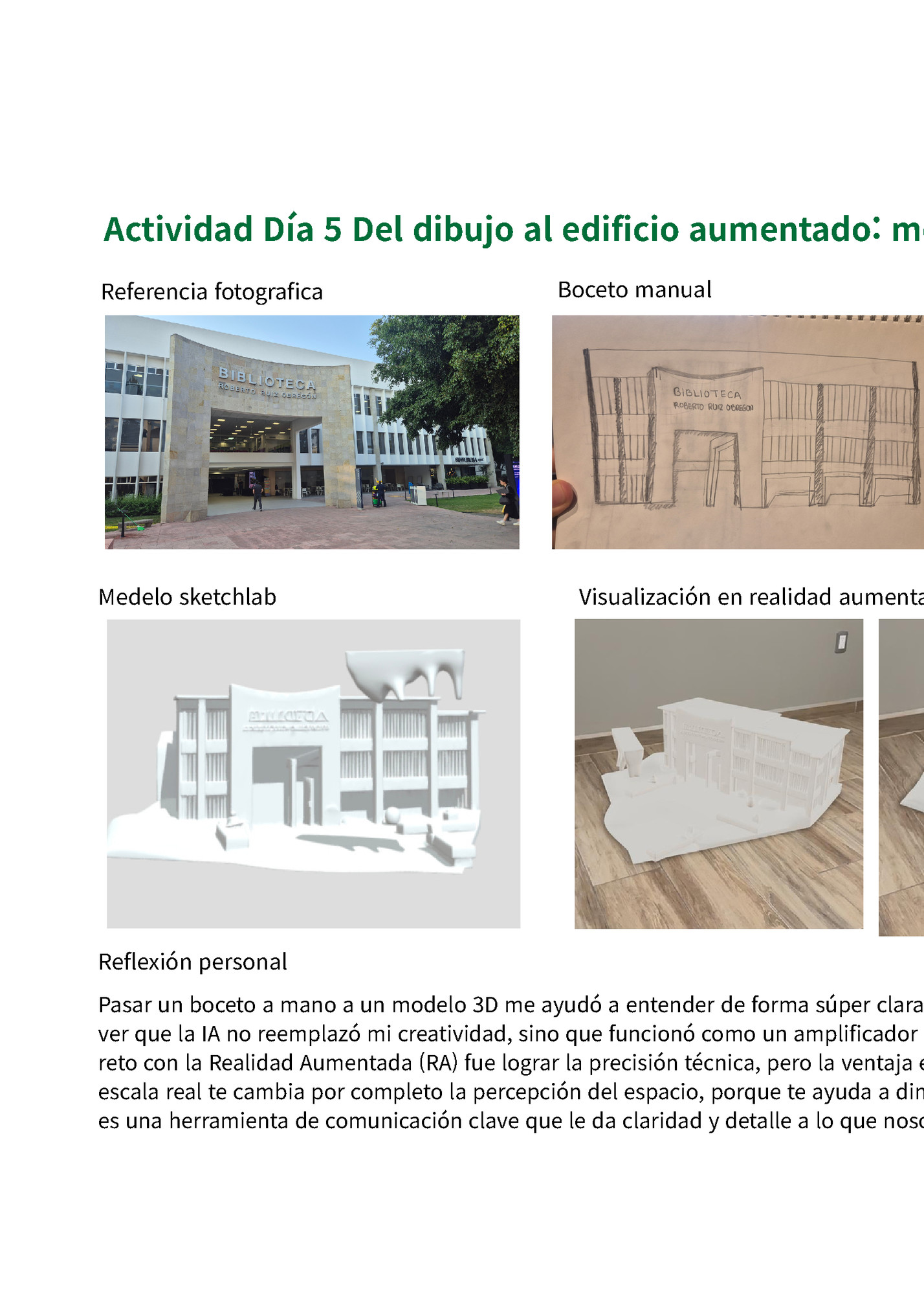 Actividad Día 5 Del dibujo al edificio aumentado: modelo 3D, Sketchfab y realidad aumentada
