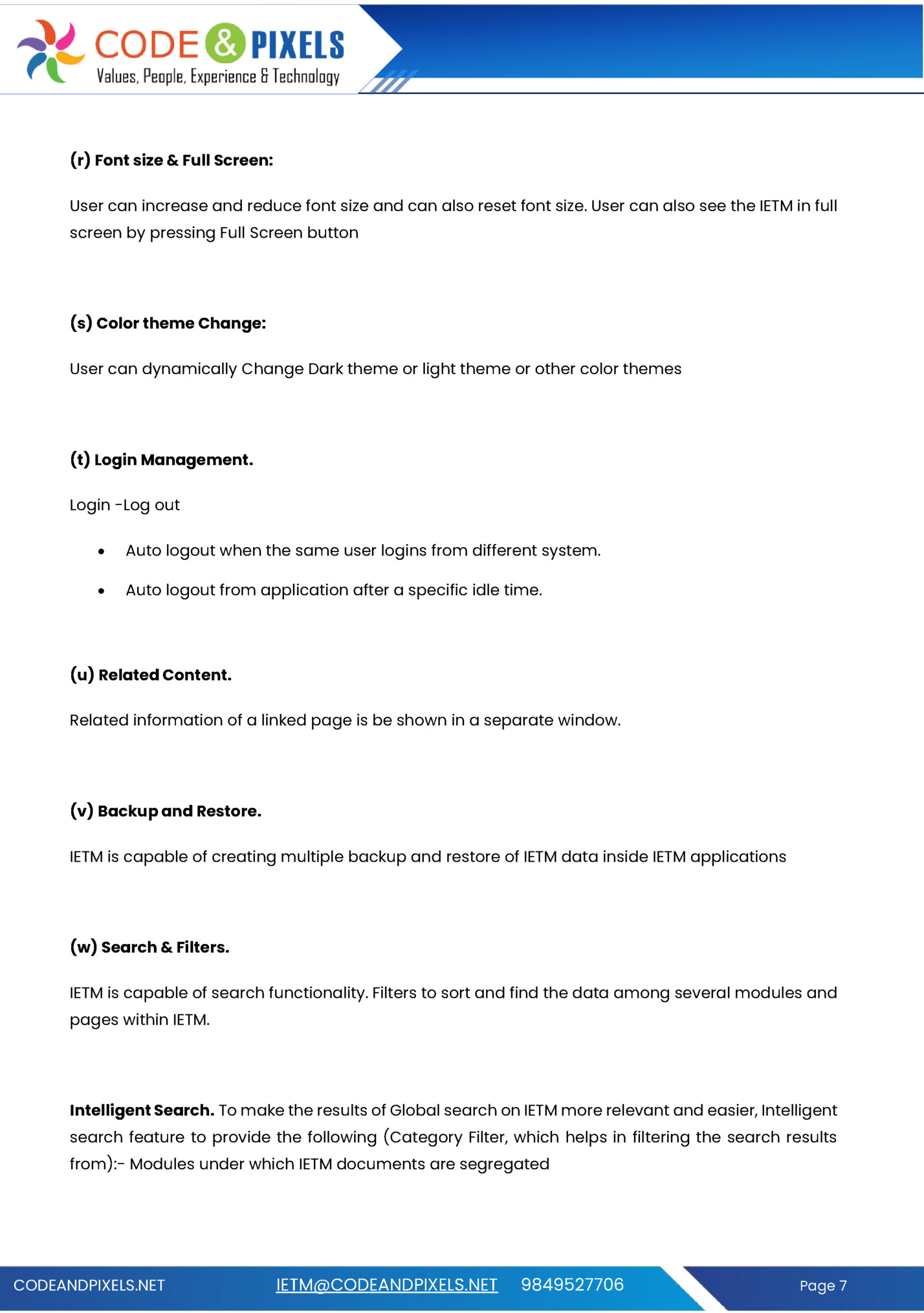 (r) Font size & Full Screen: