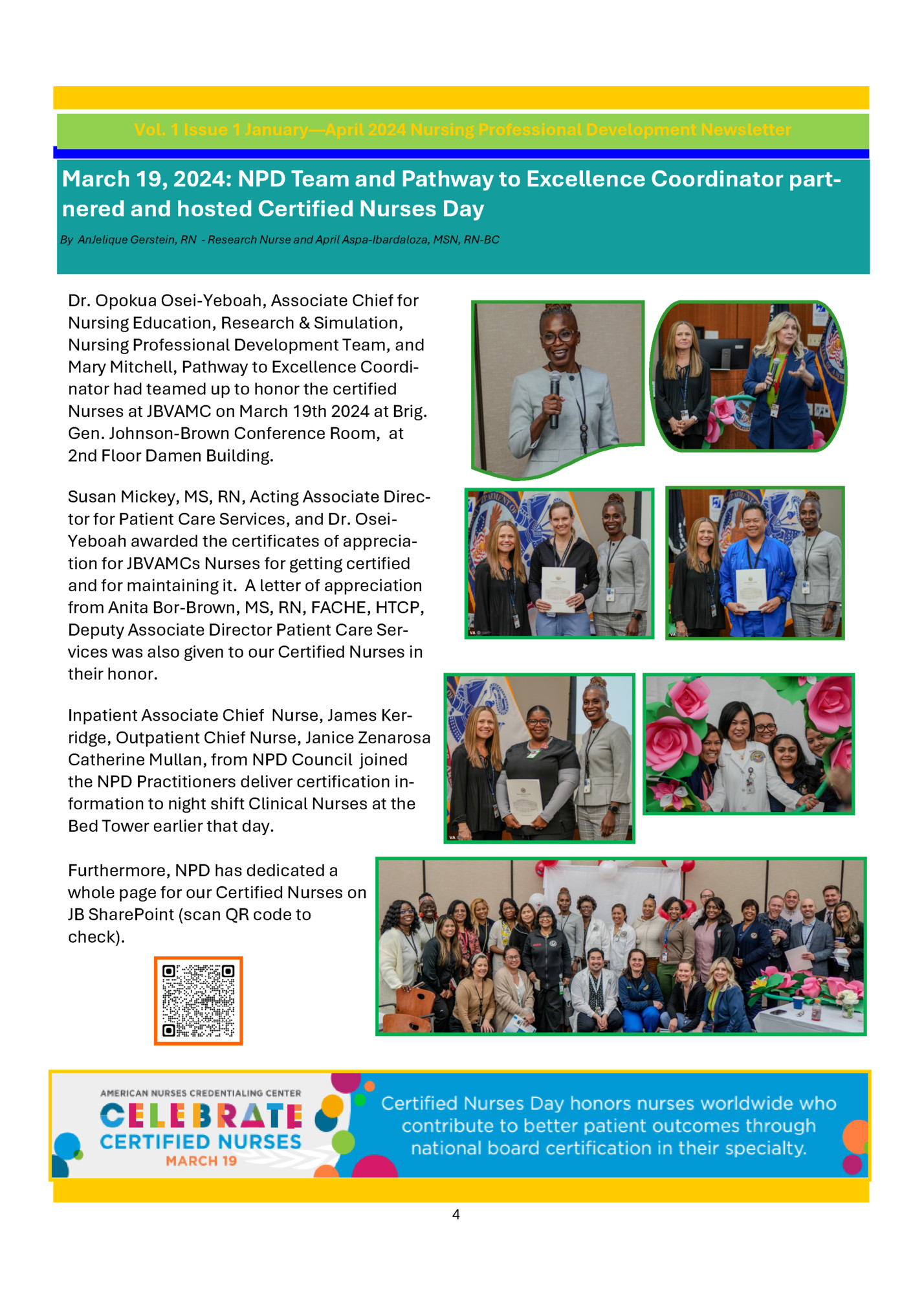 Vol. 1 Issue 1 January—April 2024 Nursing Professional Development Newsletter