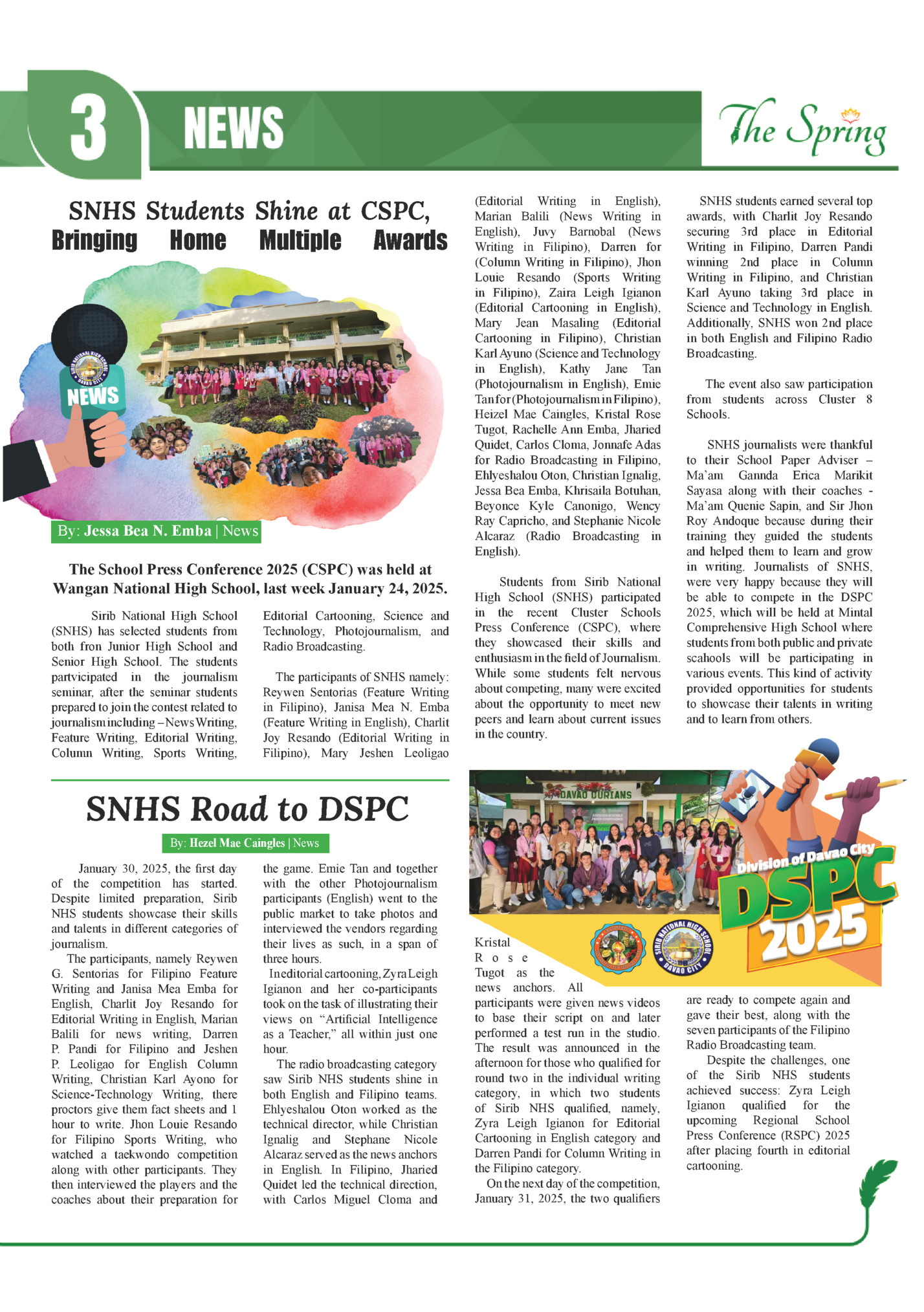 SNHS Students Shine at CSPC,