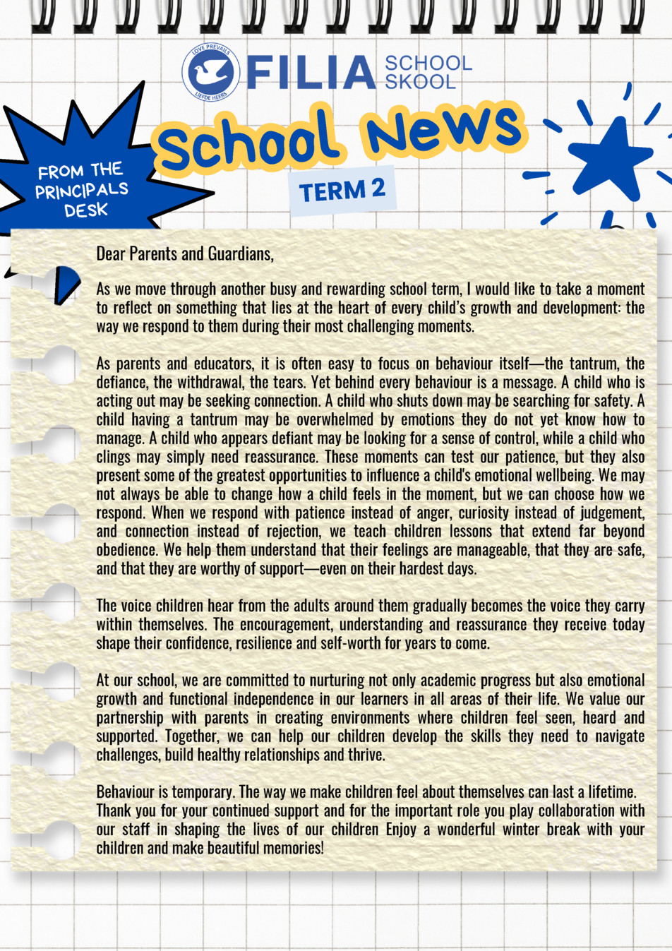 Filia Newsletter - Term 2