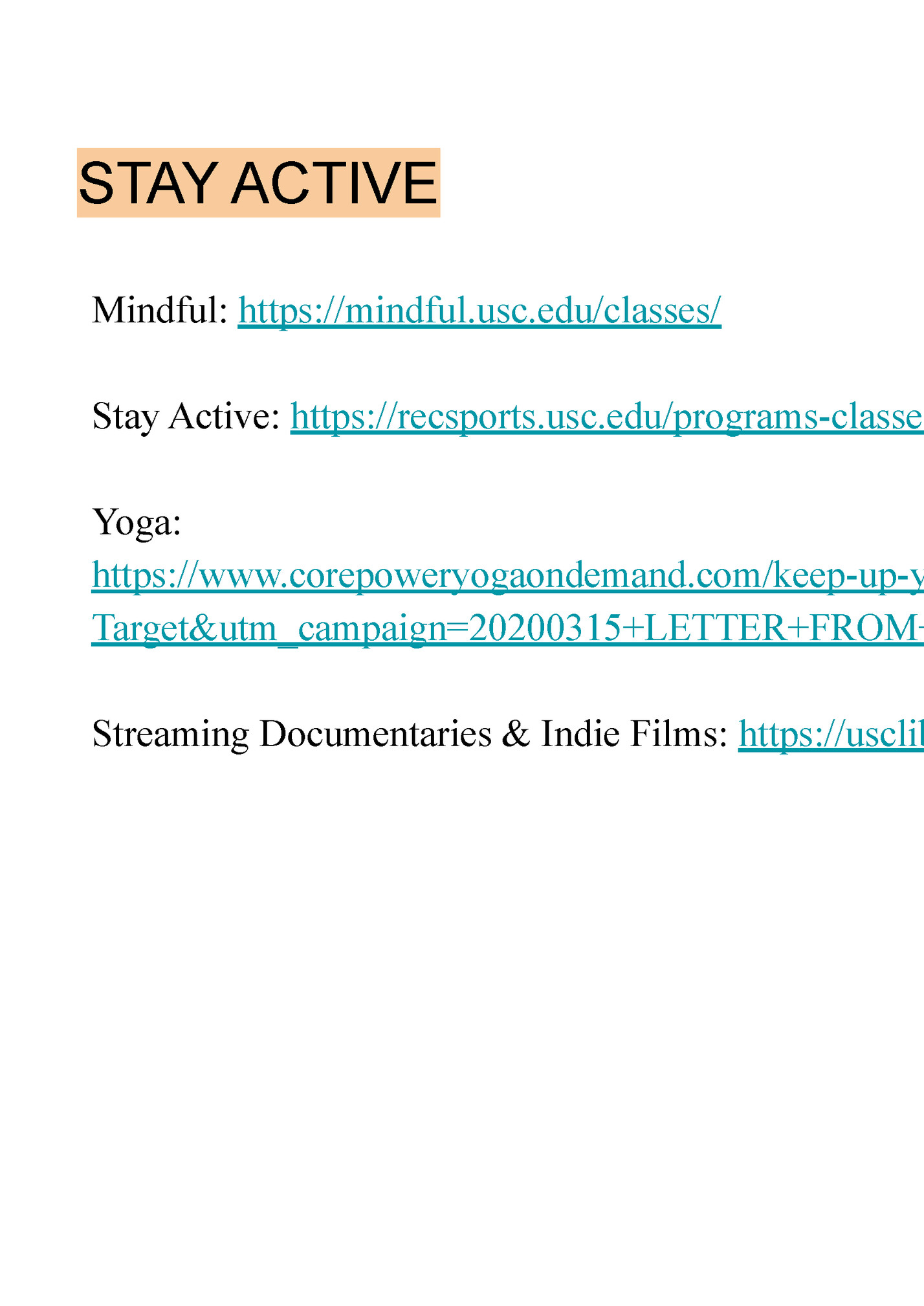 STAY ACTIVE