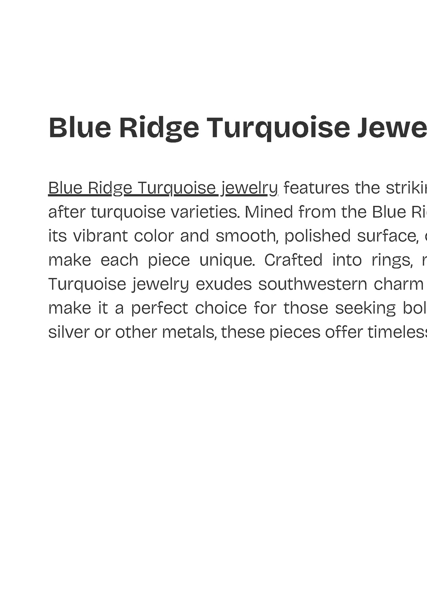 Blue Ridge Turquoise Jewelry Blue Ridge Turquoise Jewelry