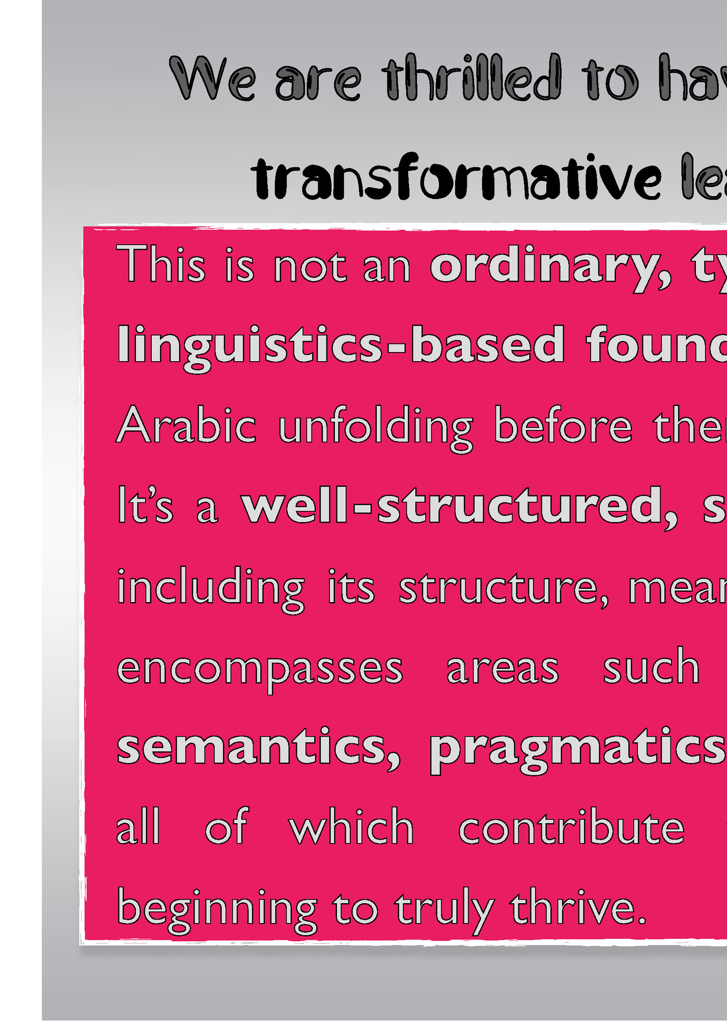 We are thrilled to have you join us in this