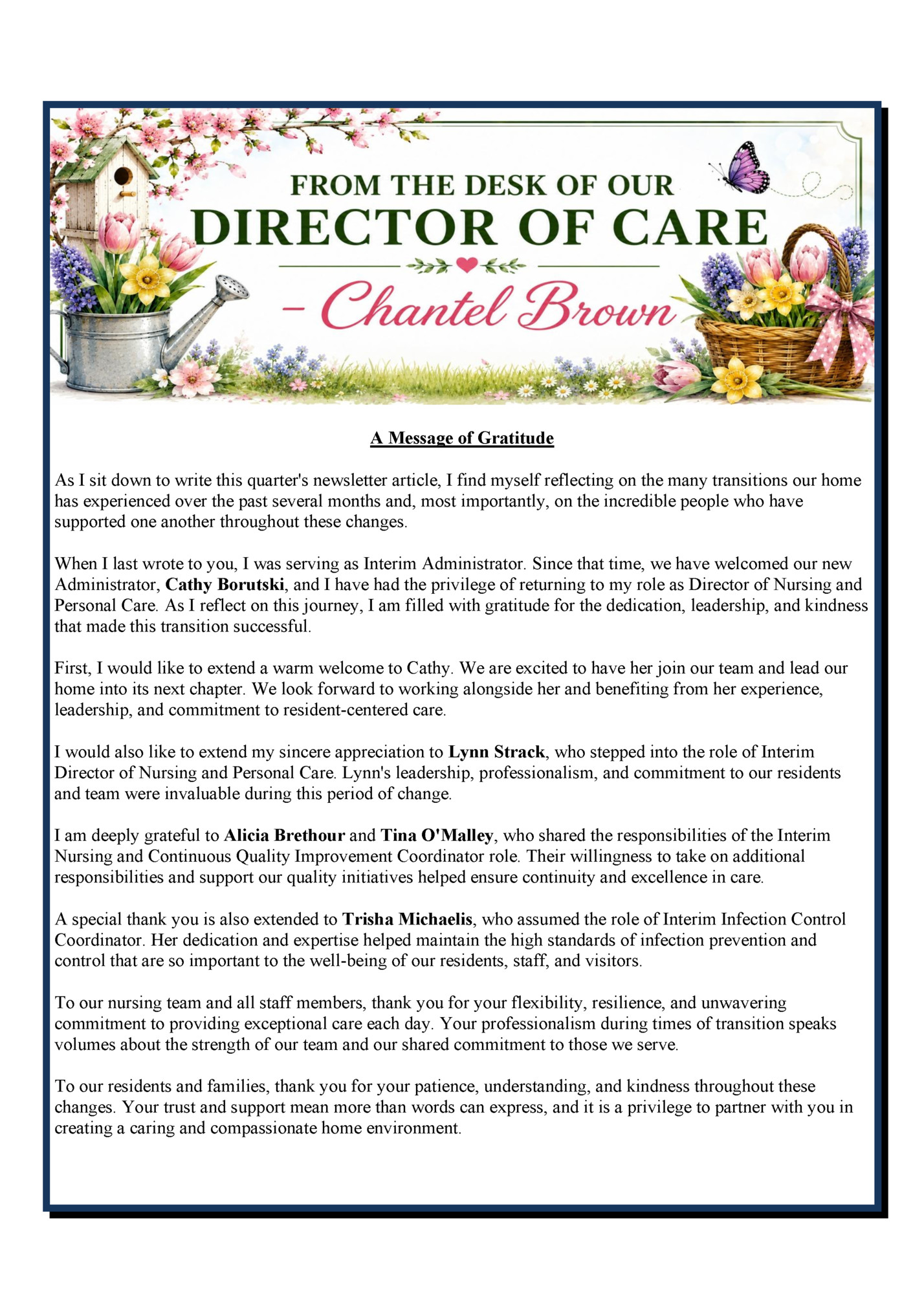 A Message of Gratitude