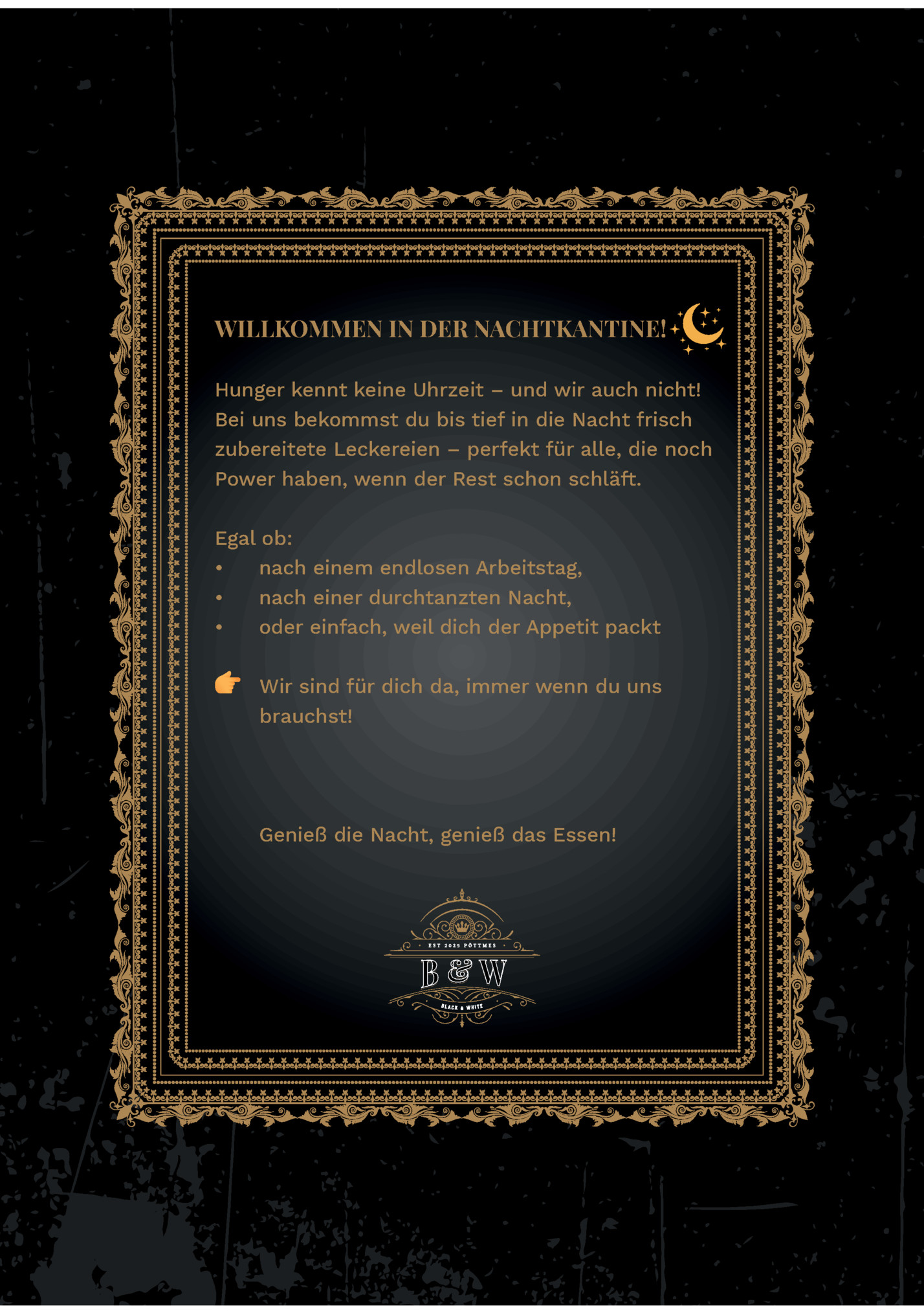 Hunger kennt keine Uhrzeit – und wir auch nicht! Hunger kennt keine Uhrzeit – und wir auch nicht!