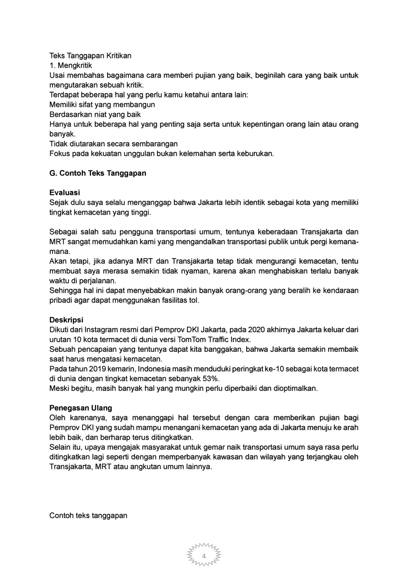 Teks Tanggapan Kritikan