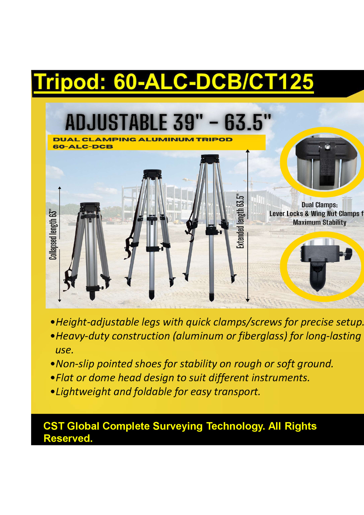 •Lightweight aluminum construction for easy handling and