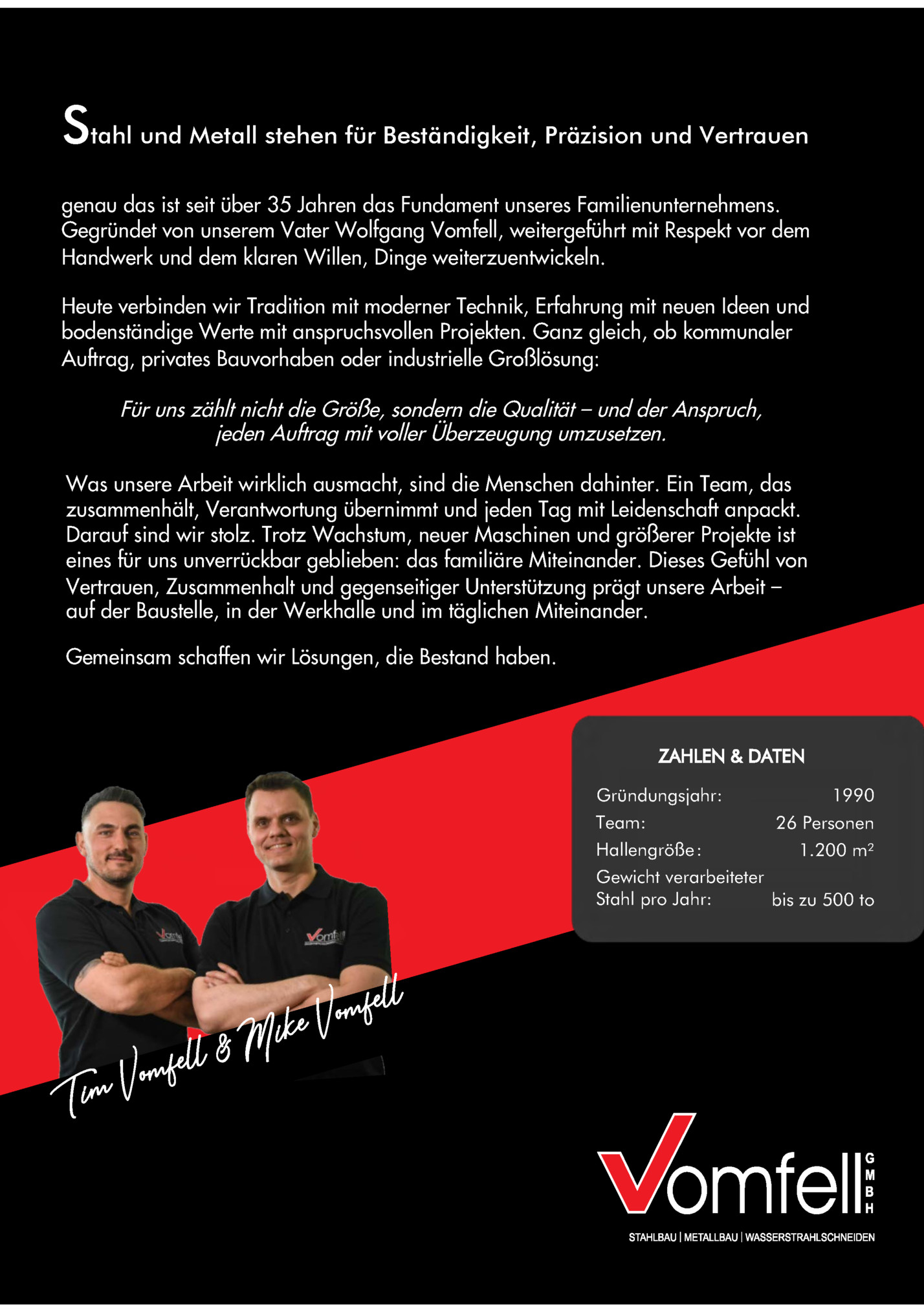 Stahl und Metall stehen für Beständigkeit, Präzision und Vertrauen