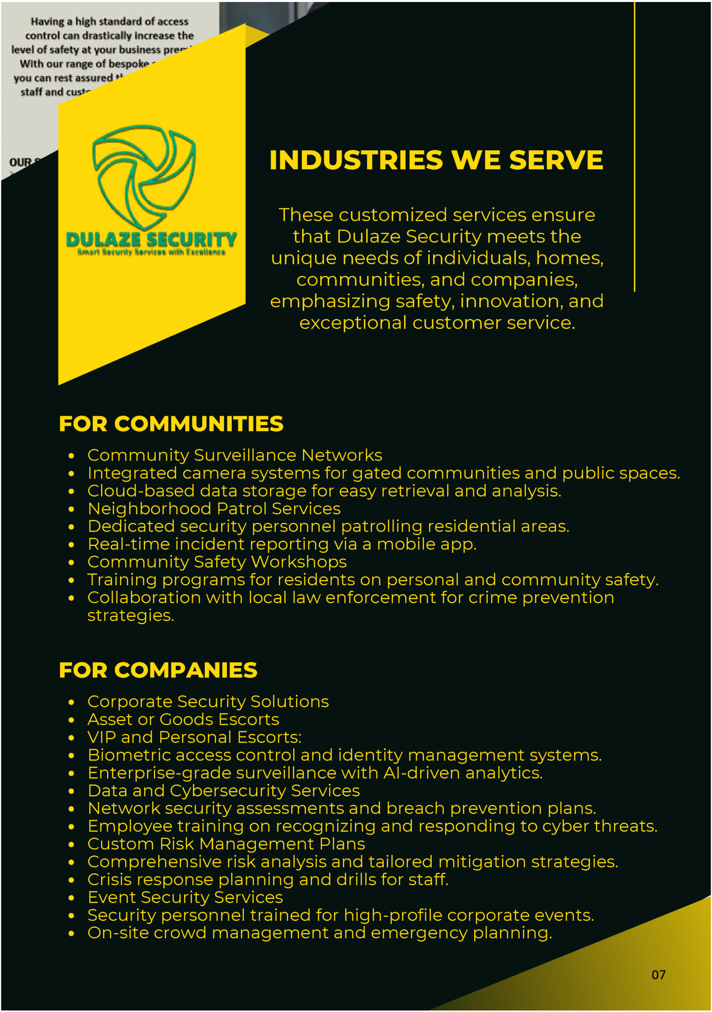 INDUSTRIES WE SERVE INDUSTRIES WE SERVE