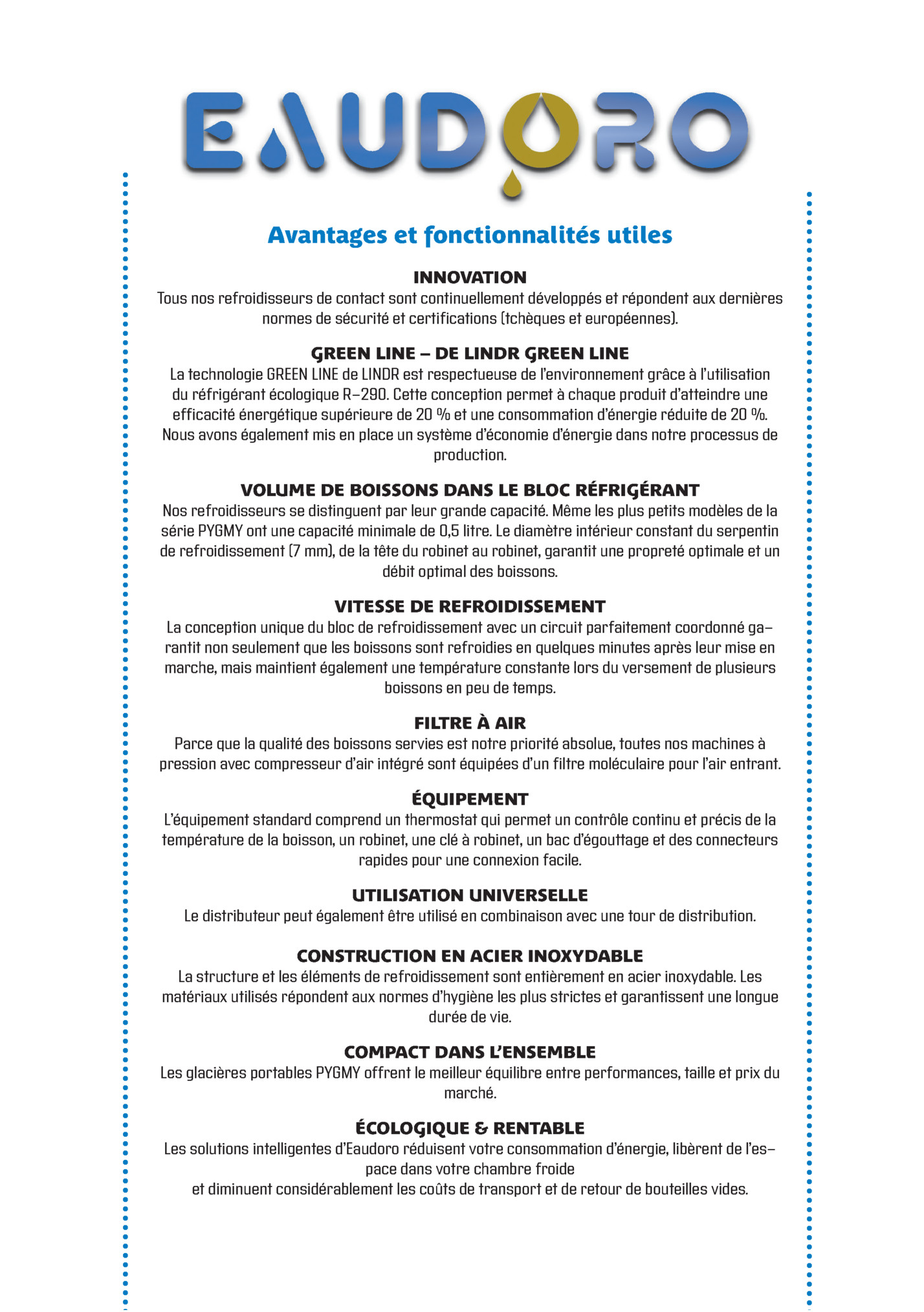 Avantages et fonctionnalités utiles