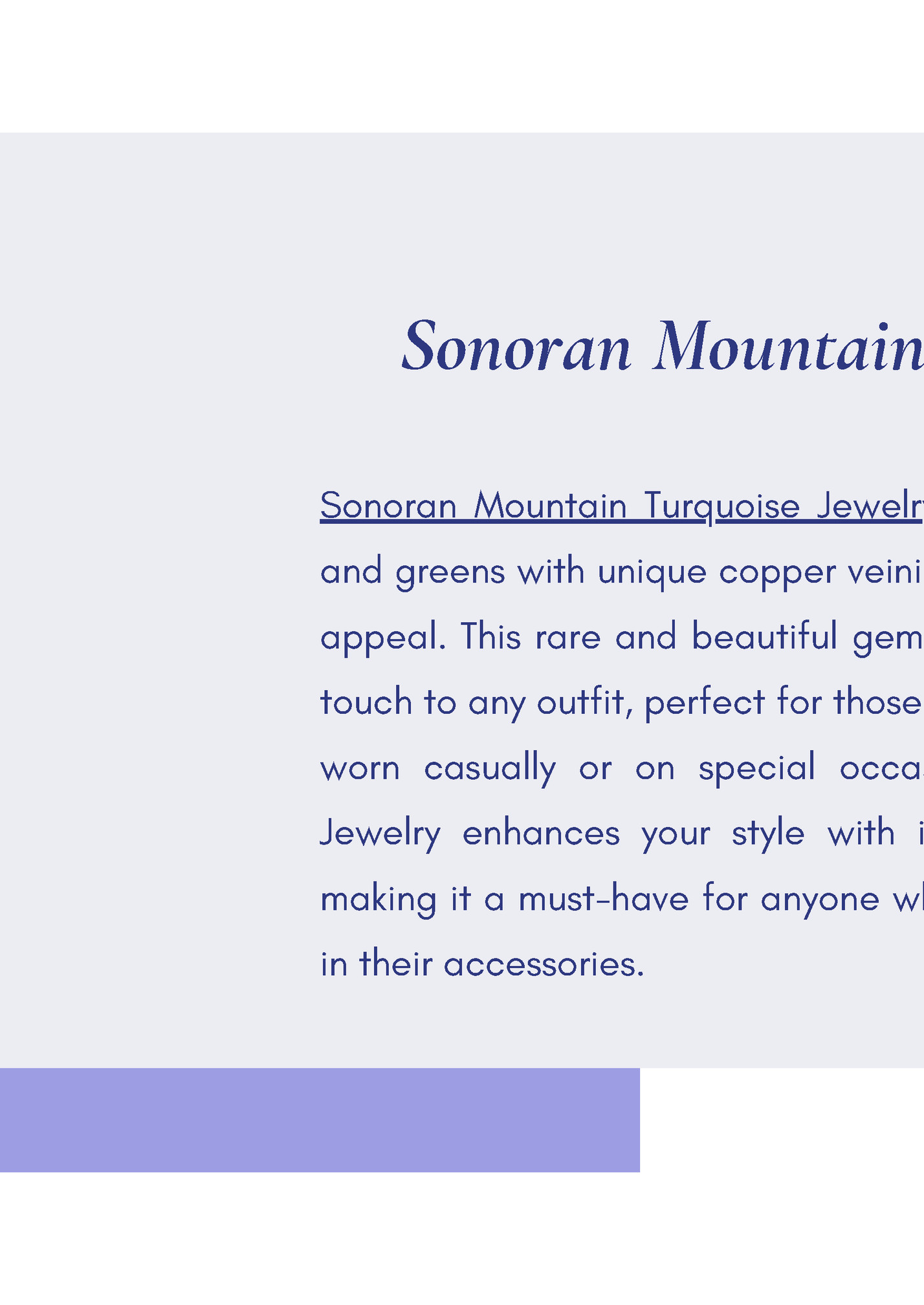 Sonoran Mountain Turquoise Jewelry