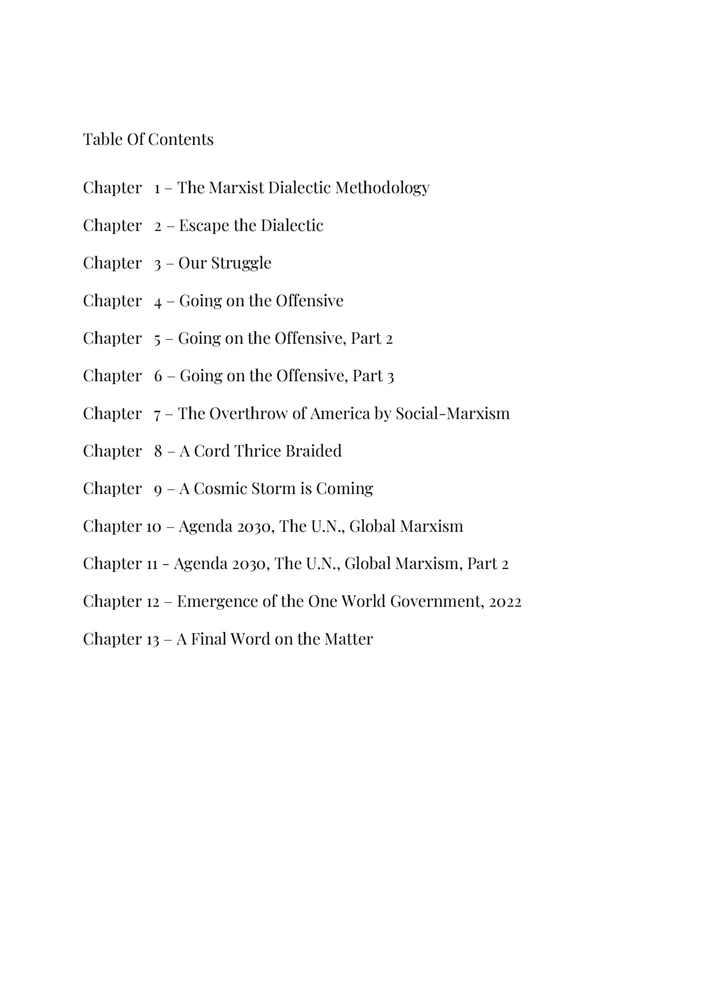 Table Of Contents