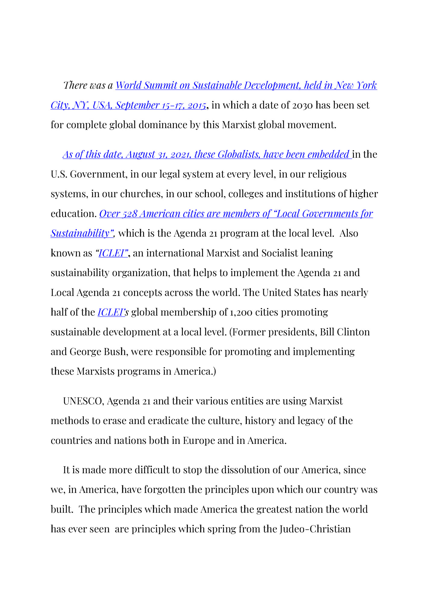 There was a World Summit on Sustainable Development, held in New York