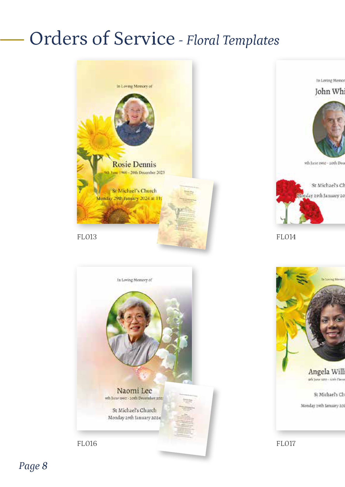 Orders of Service - Floral Templates Orders of Service - Floral Templates