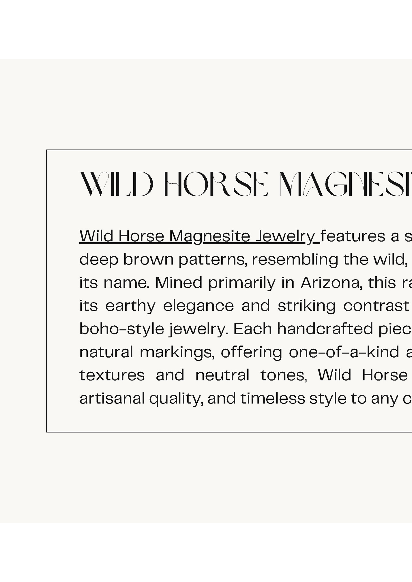 WILD HORSE MAGNESITE JEWELRY