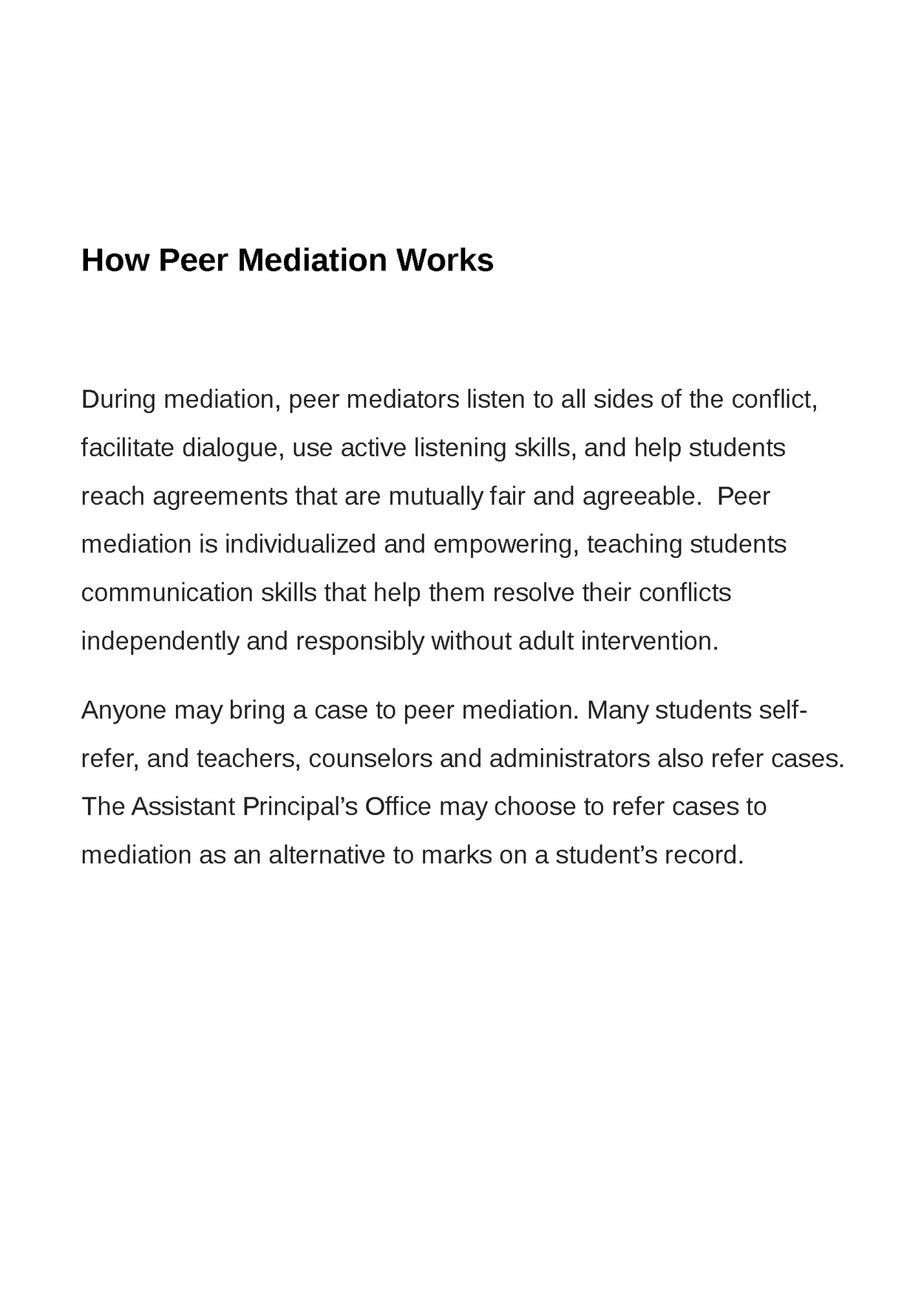 How Peer Mediation Works