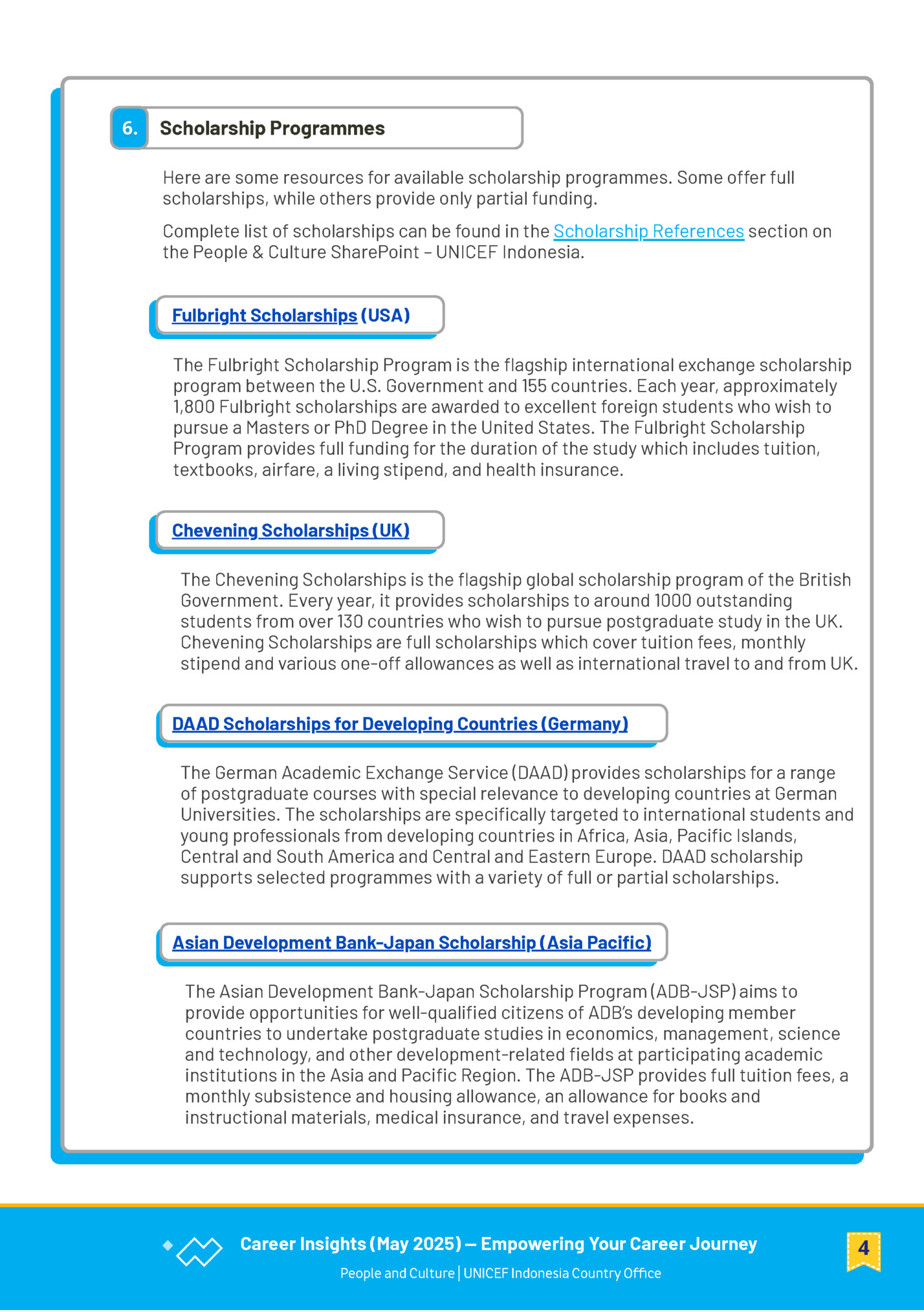 Scholarship Programmes Scholarship Programmes