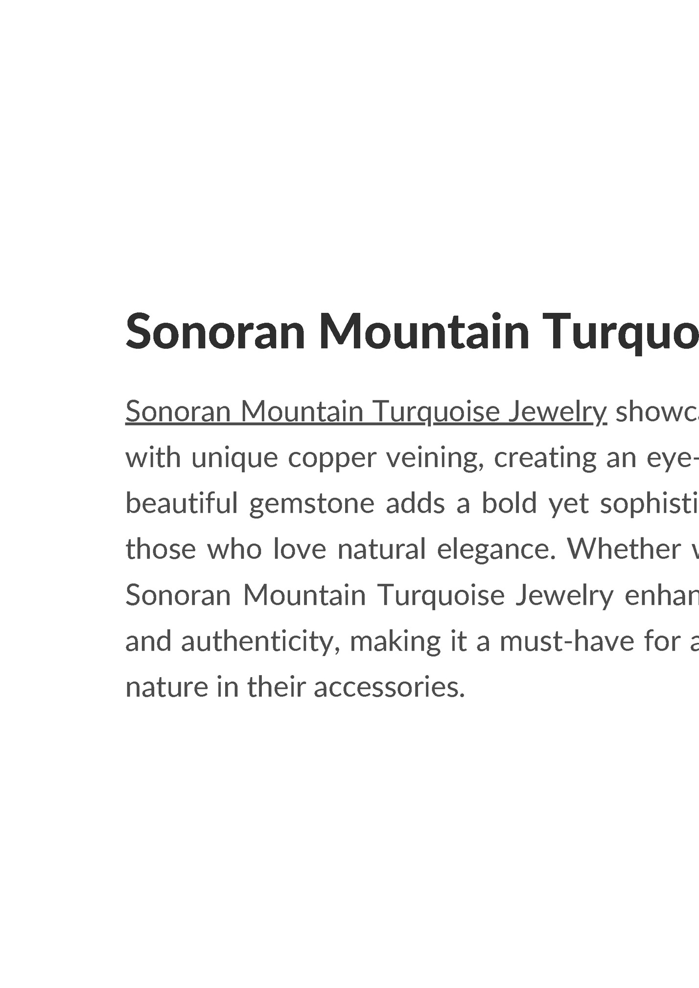 Sonoran Mountain Turquoise Jewelry