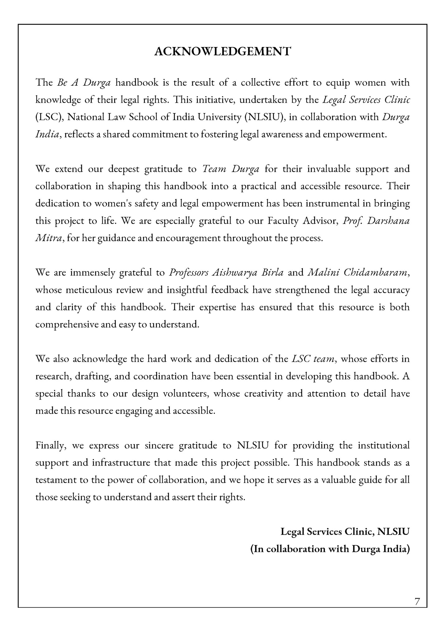 ACKNOWLEDGEMENT ACKNOWLEDGEMENT