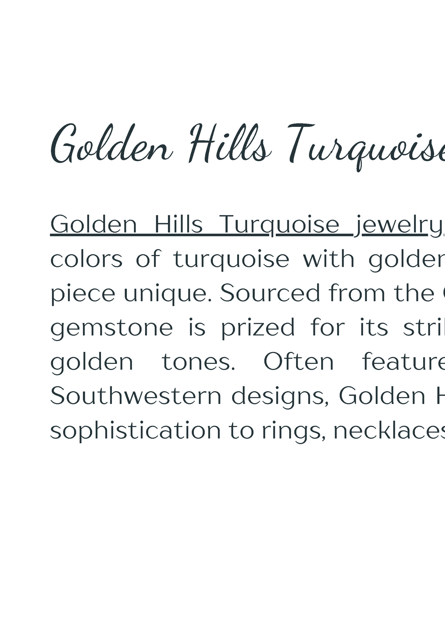 Golden Hills Turquoise Jewelry