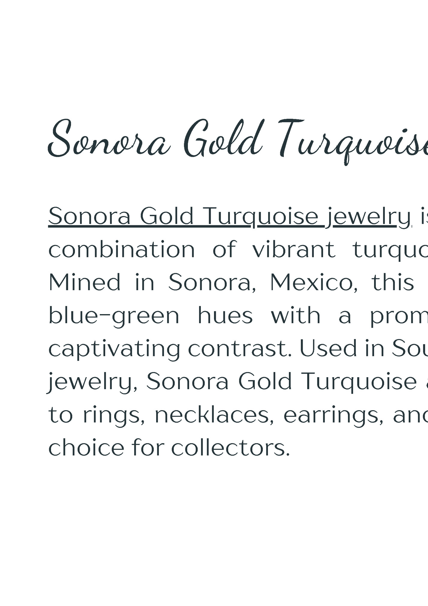 Sonora Gold Turquoise Jewelry