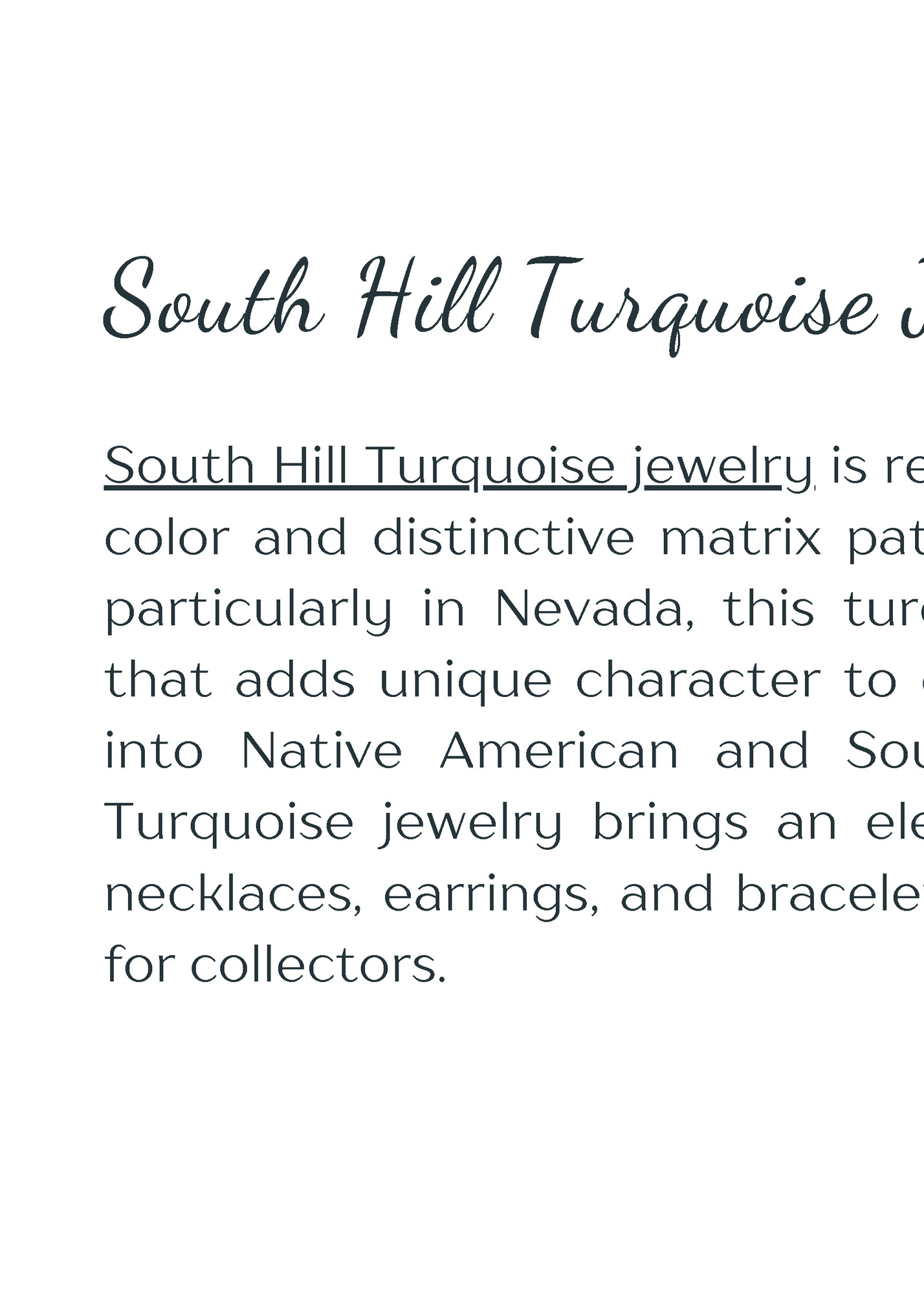 South Hill Turquoise Jewelry