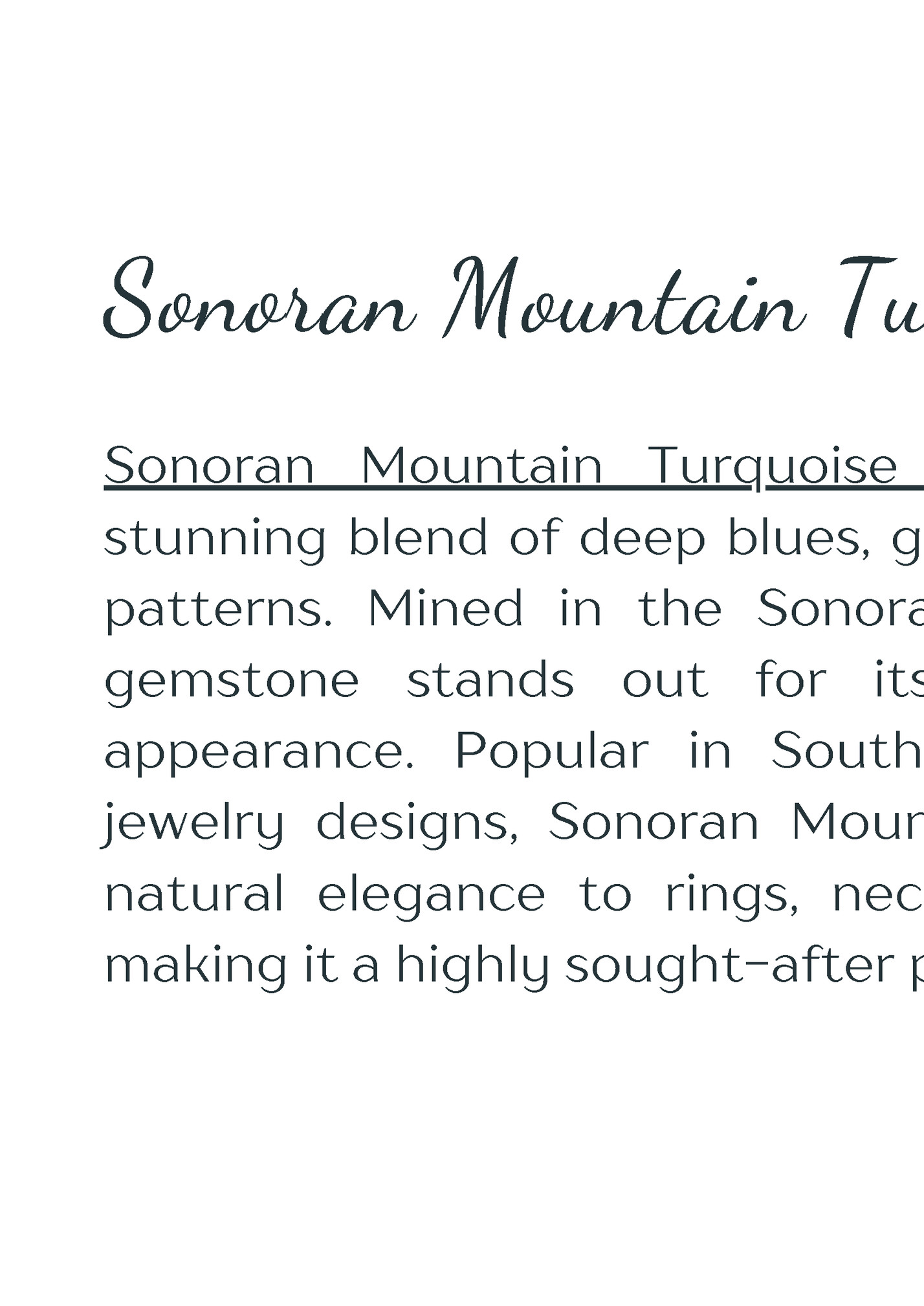Sonoran Mountain Turquoise Jewelry