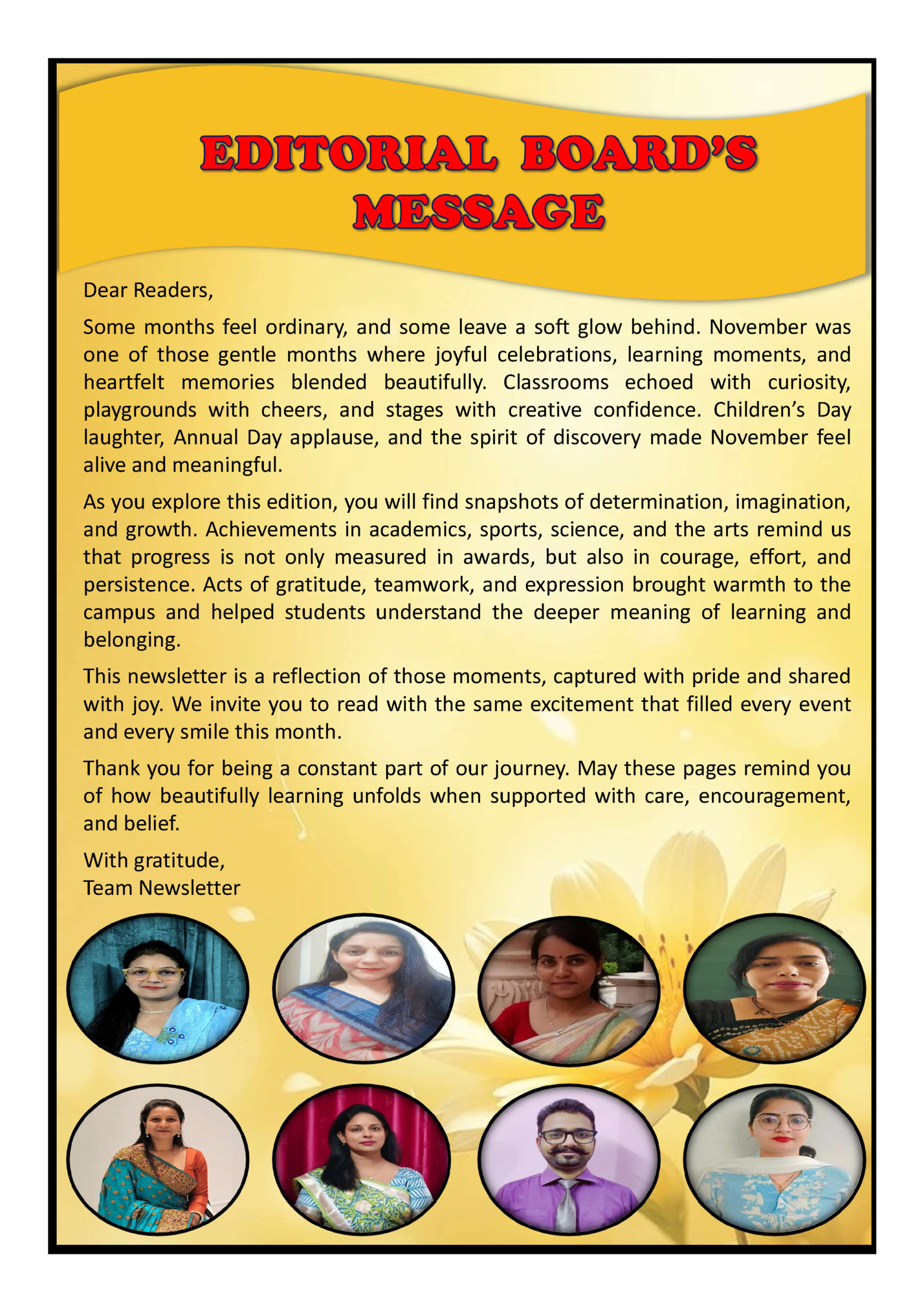 Dear Readers, Dear Readers,