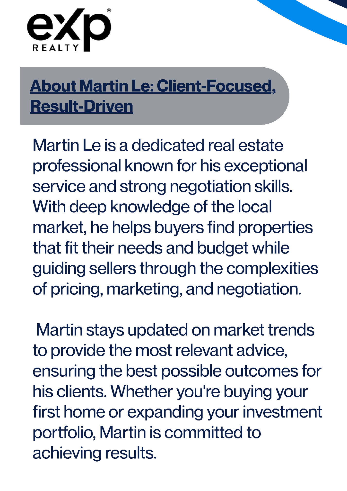 About Martin Le: Client-Focused,