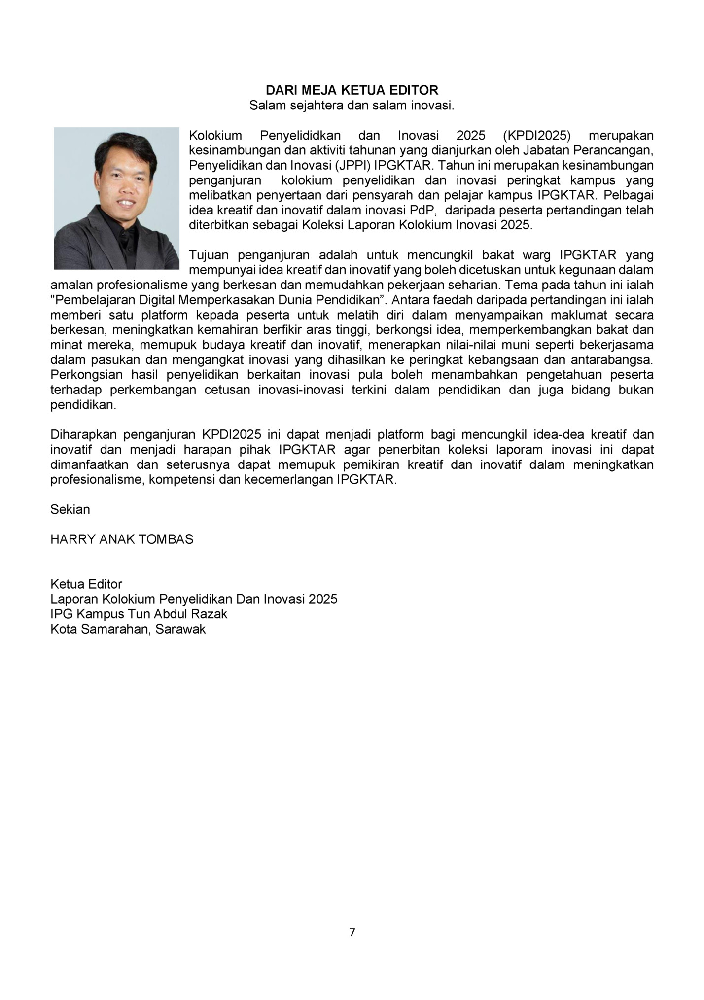 DARI MEJA KETUA EDITOR