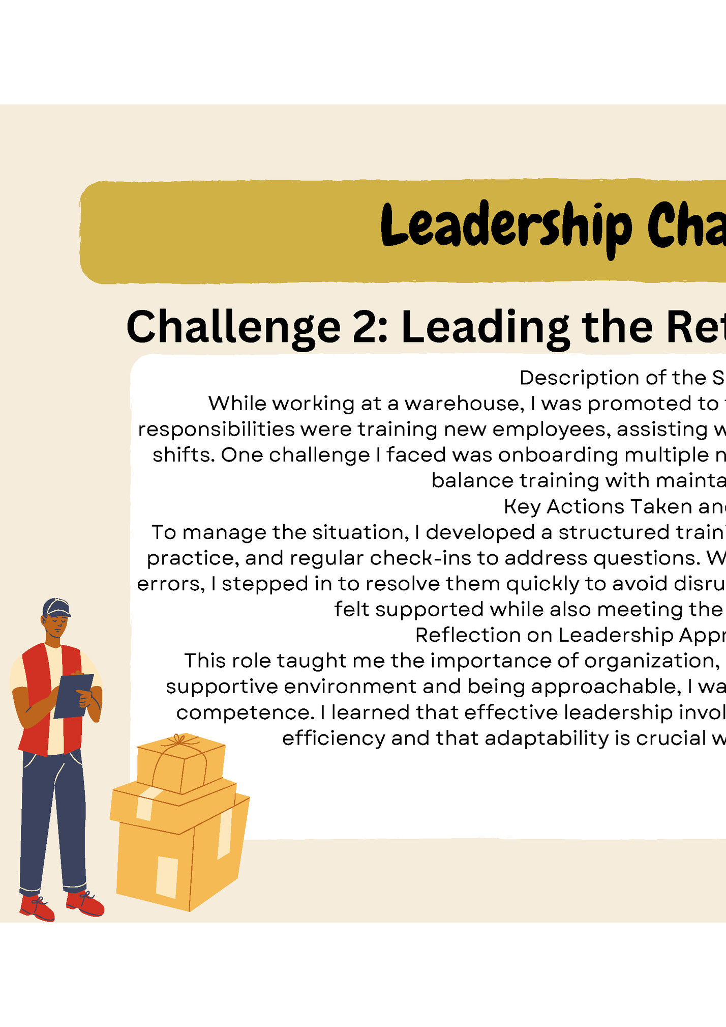 Leadership Challenges continuing