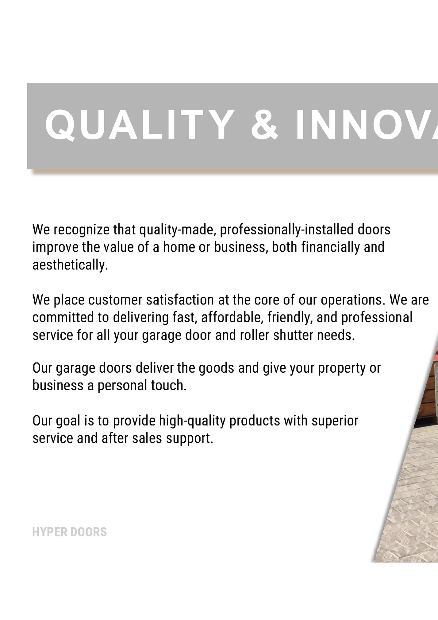 QUALIT Y & INNOVATION