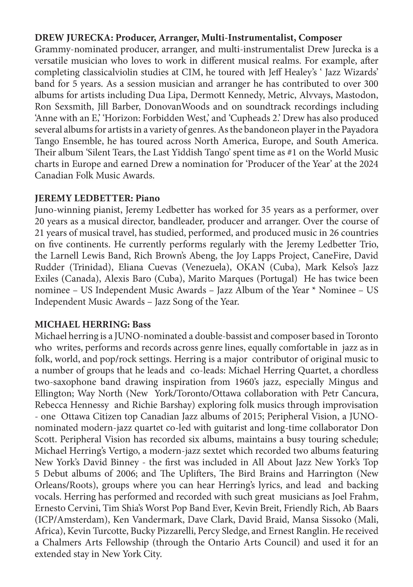 DREW JURECKA: Producer, Arranger, Multi-Instrumentalist, Composer