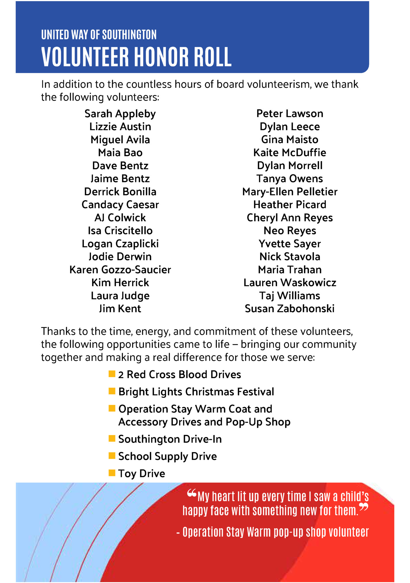 UNITED WAY OF SOUTHINGTON