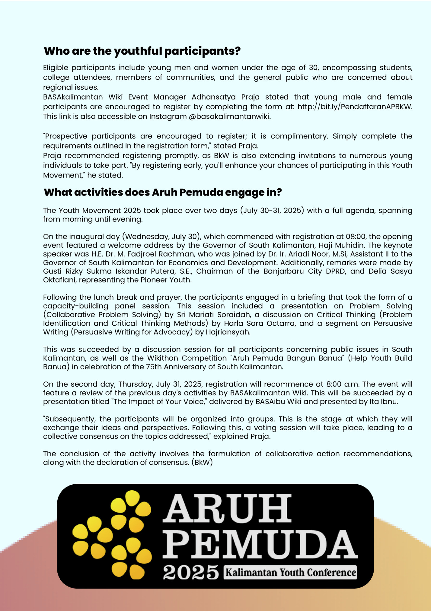 Who are the youthful participants?