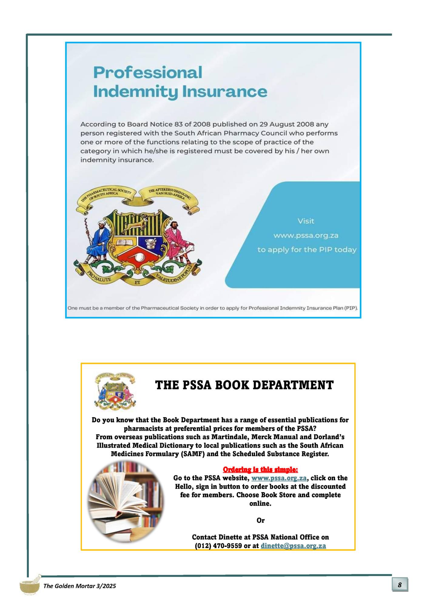 THE PSSA BOOK DEPARTMENT