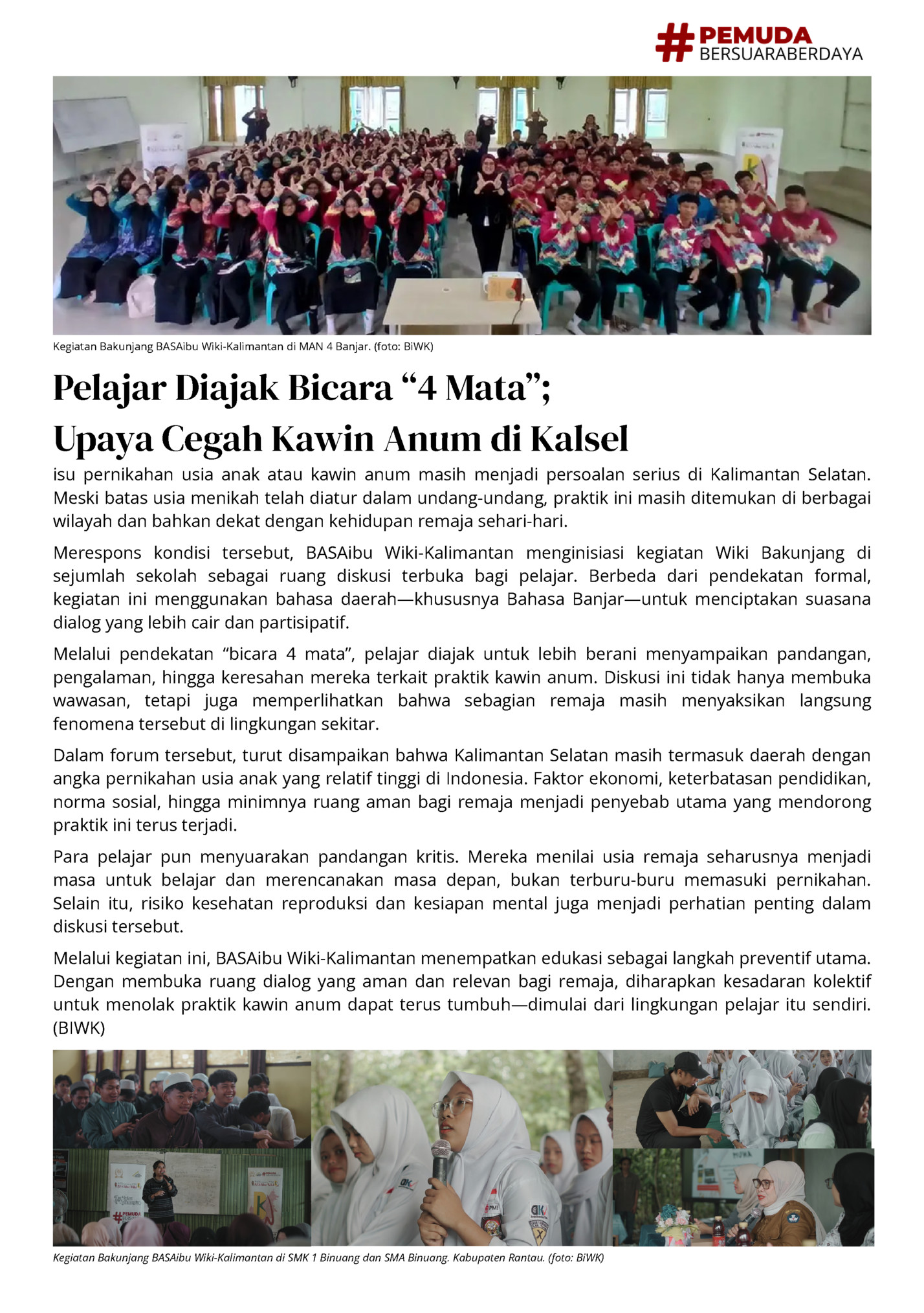 Kegiatan Bakunjang BASAibu Wiki-Kalimantan di MAN 4 Banjar. (foto: BiWK)